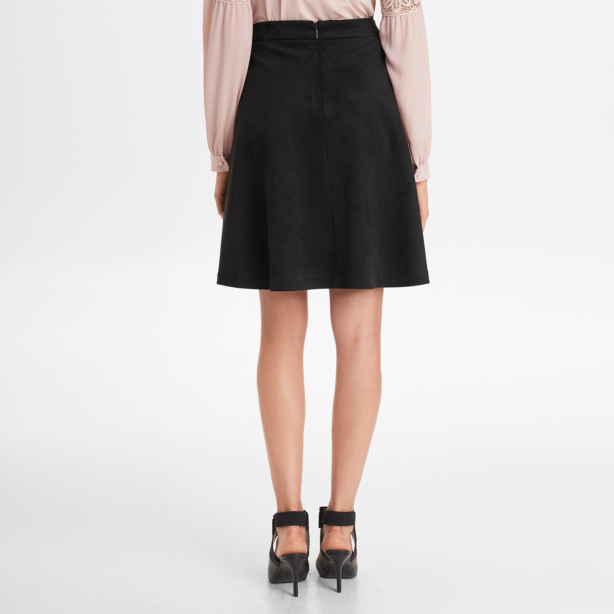 Karl Lagerfeld Suede A Line Skirt in Black - Lyst