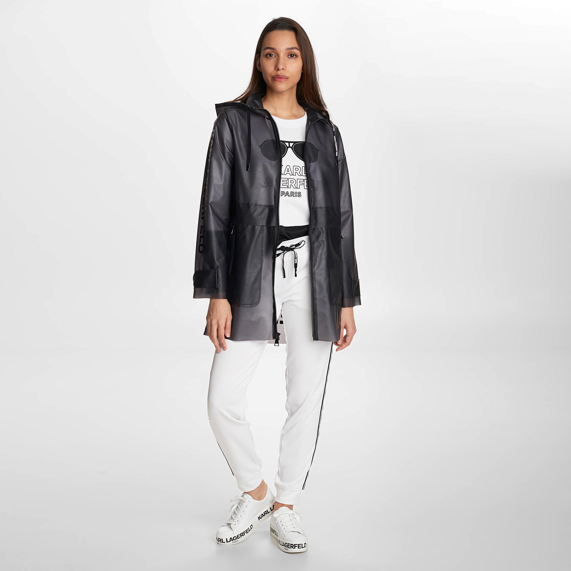 Karl Lagerfeld Transparent Raincoat in Black | Lyst