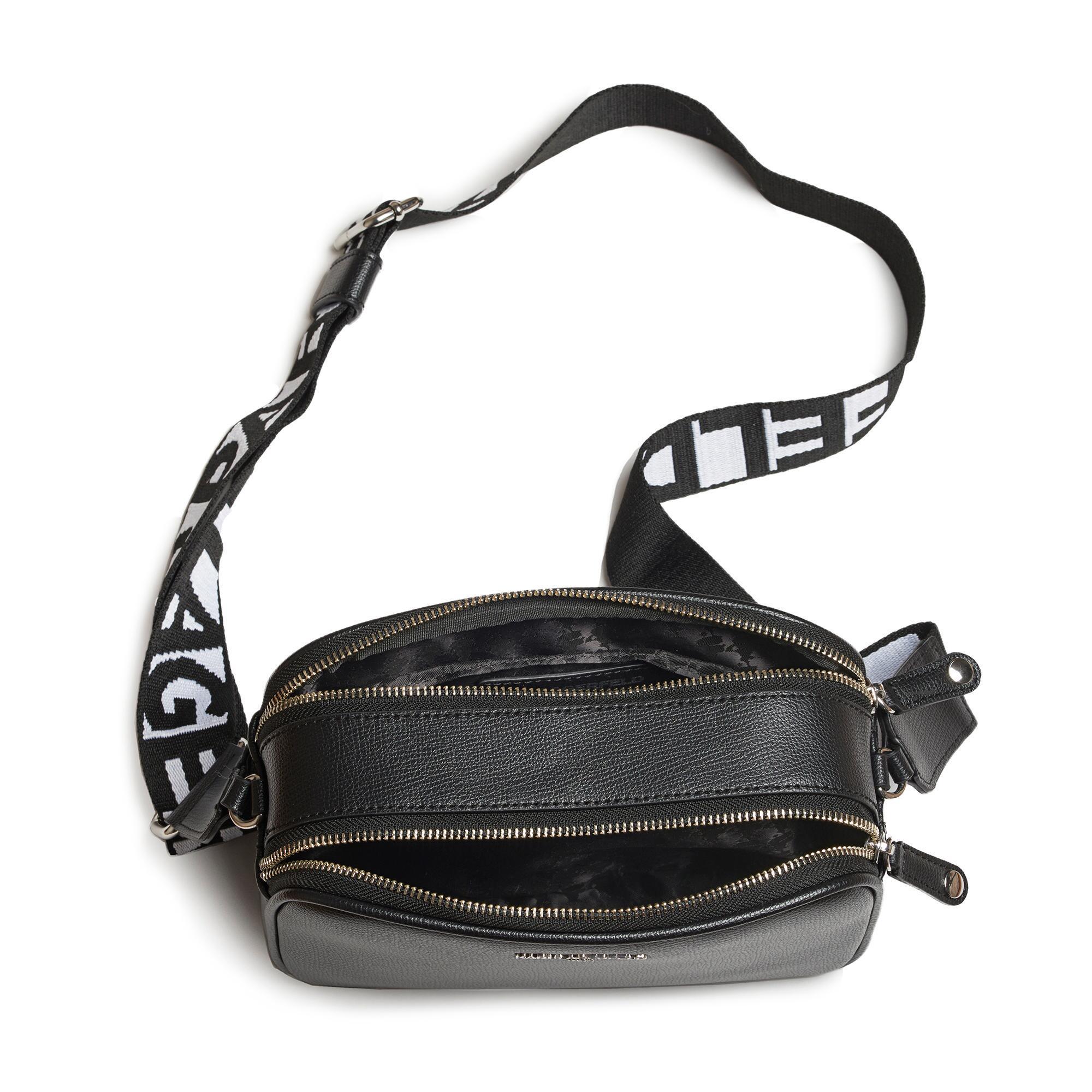 Karl Lagerfeld Paris Maybelle Camera, Black/Silver: Handbags