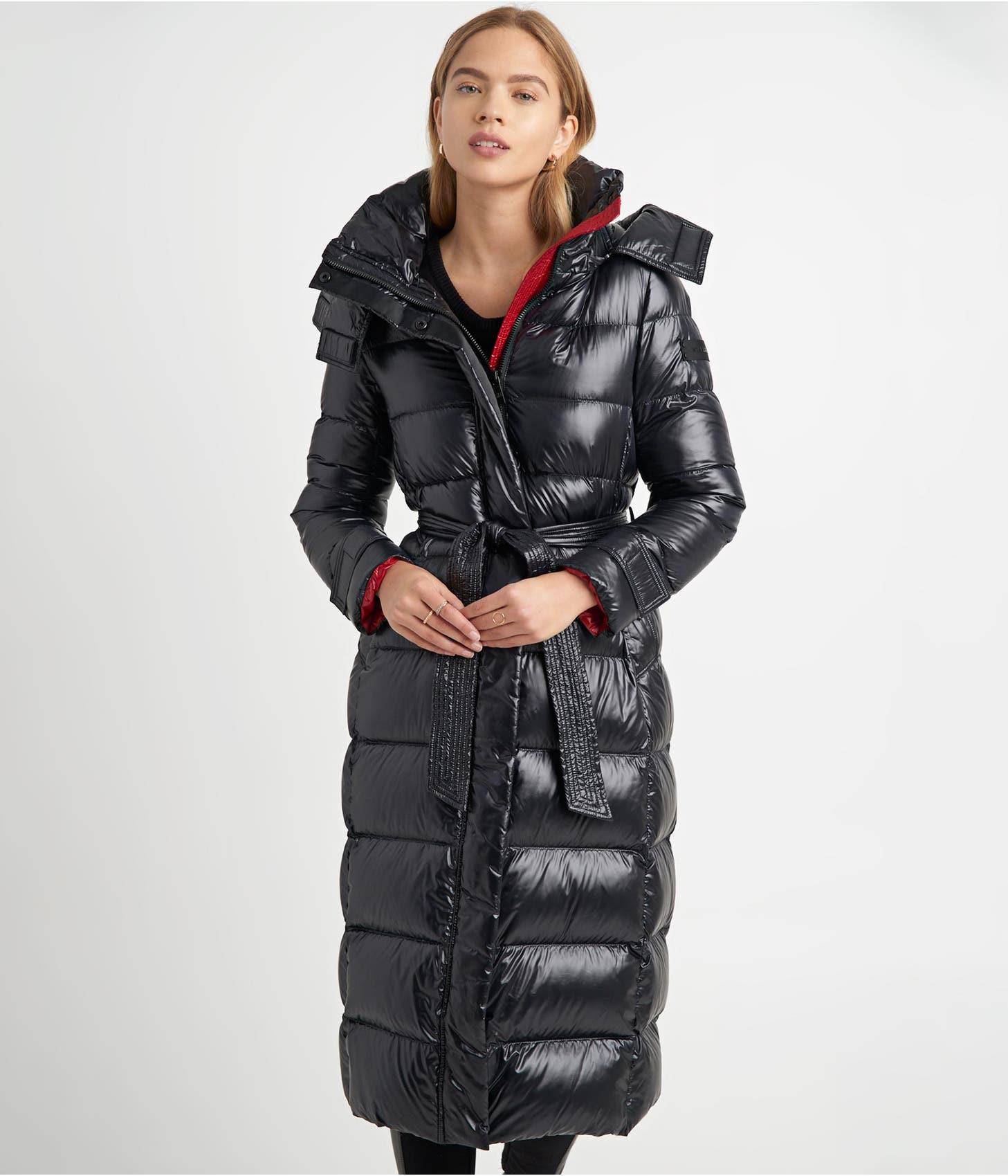 Karl Lagerfeld | Women's Contrast Maxi Belted Long Puffer Jacket | Black |  Size Xs | Lyst