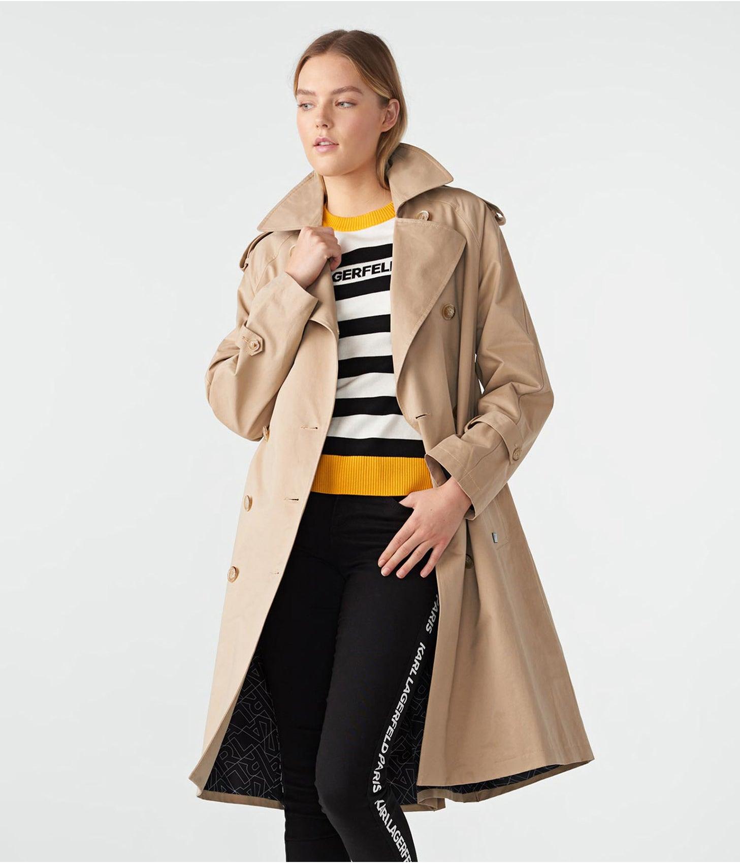 Karl Lagerfeld | Women's Raglan Sleeve Trench Coat | Khaki Brown |  Polyester | Size Large in Green | Lyst