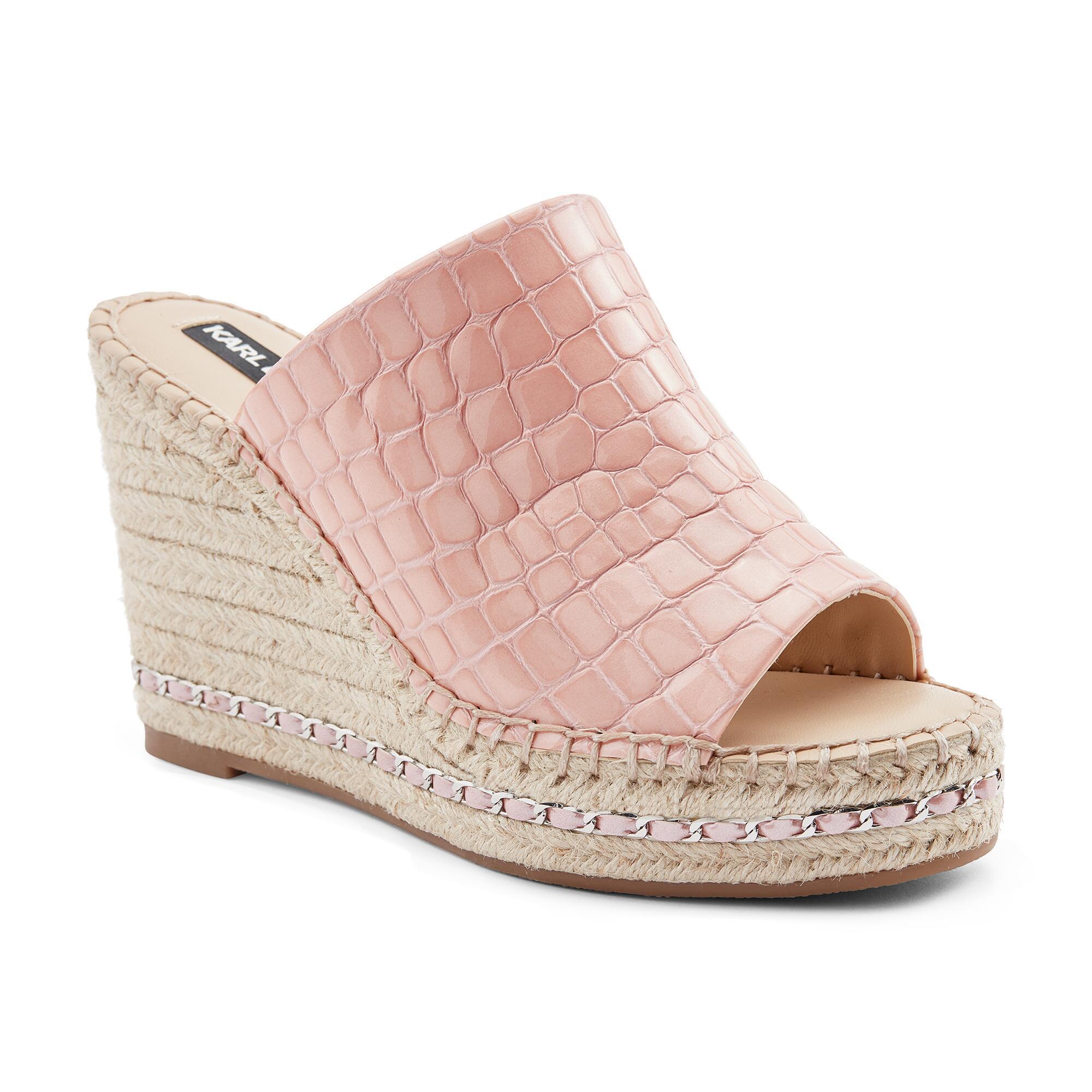 karl lagerfeld paris carin leather espadrille wedge sandals