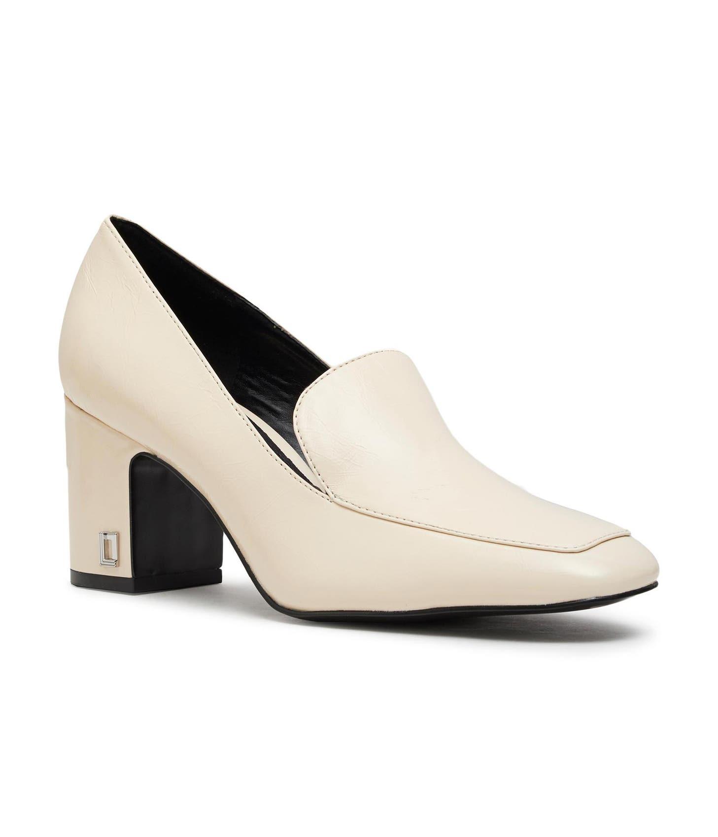 Karl Lagerfeld | Women's Penelope Heeled Leather Loafer | Ivory Yellow |  Size 5.5 in White | Lyst
