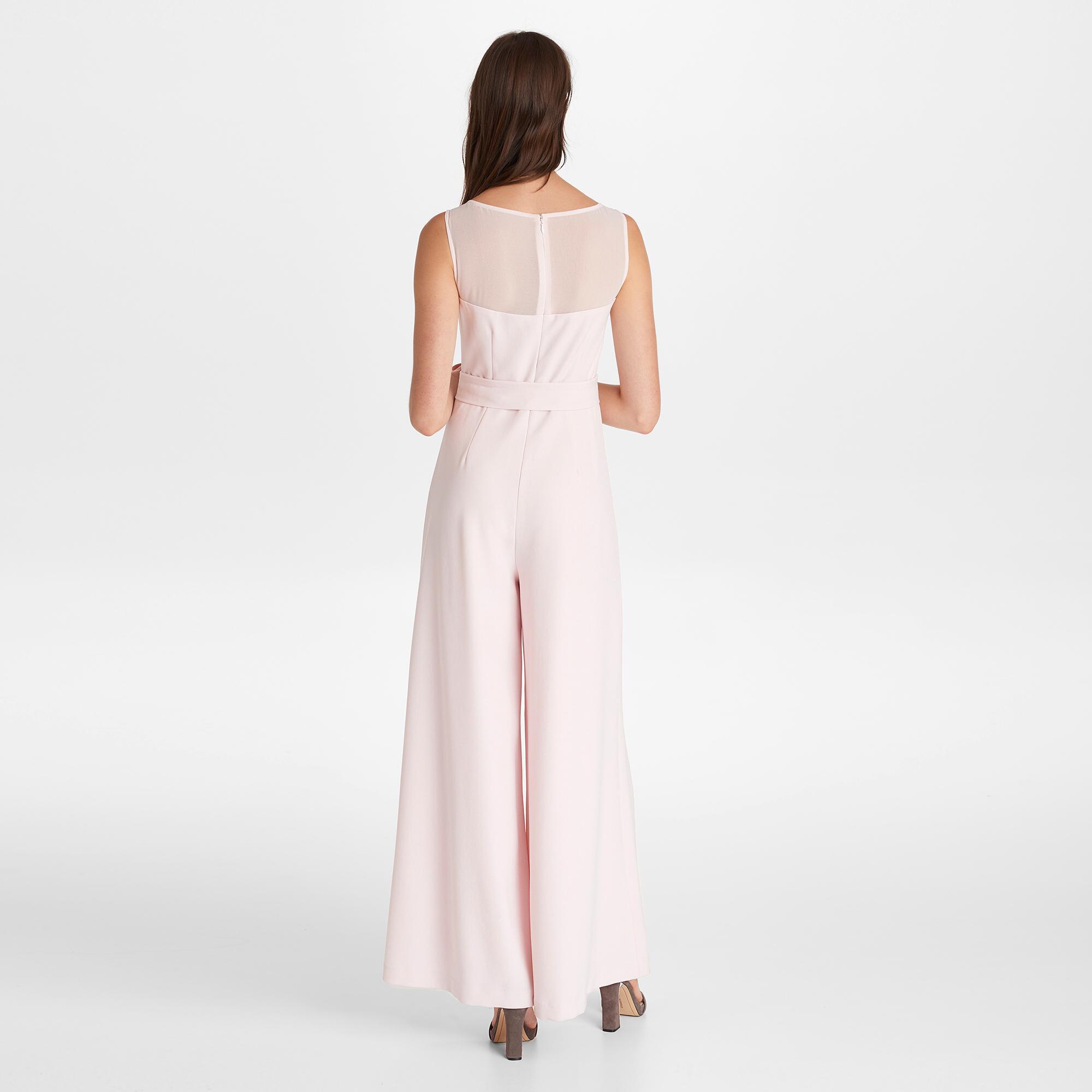 Karl Lagerfeld Synthetic Front Tie Jumpsuit in Rose (Pink) - Lyst