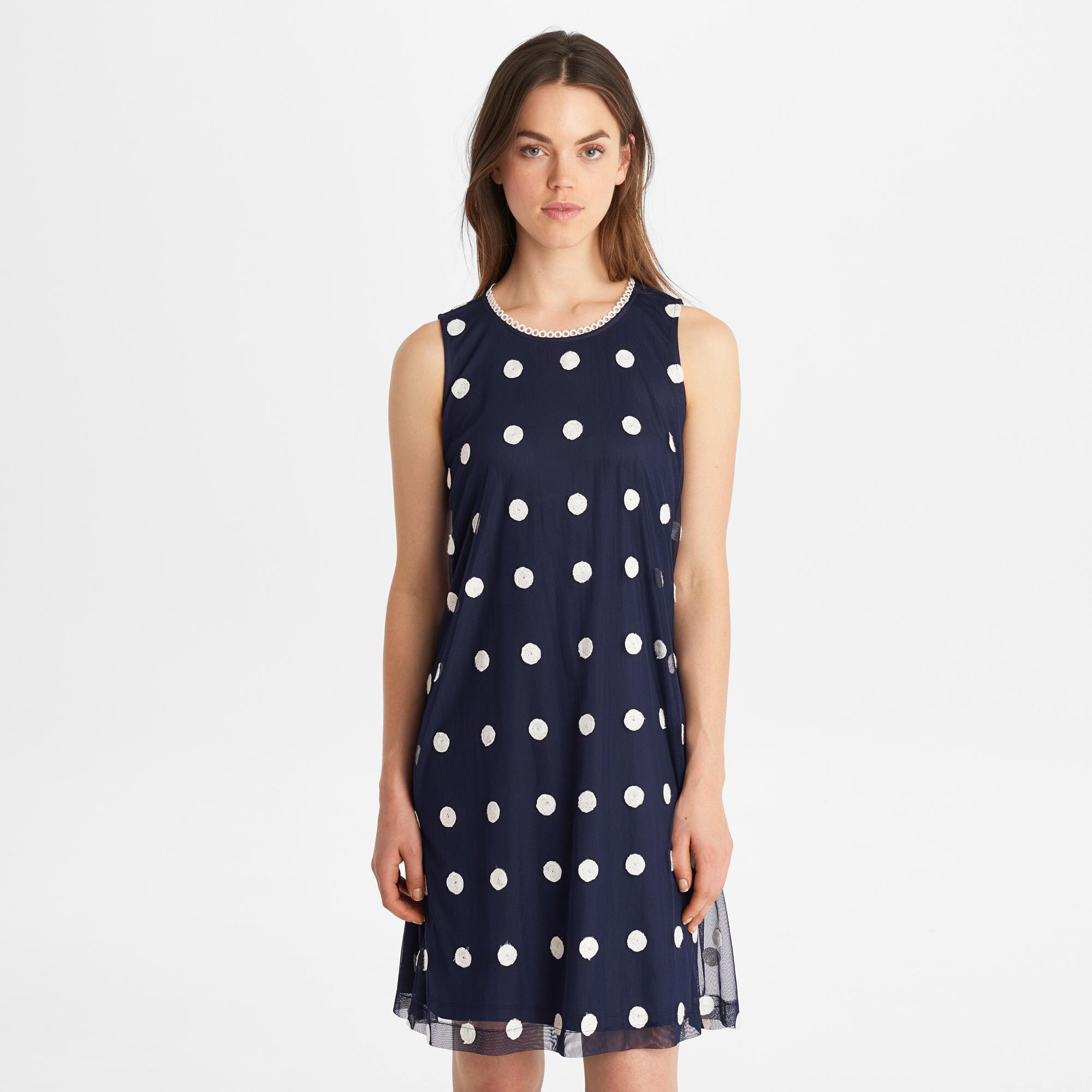 Karl Lagerfeld Tulle Sleeveless Polka Dot Trapeze Dress in Blue - Lyst