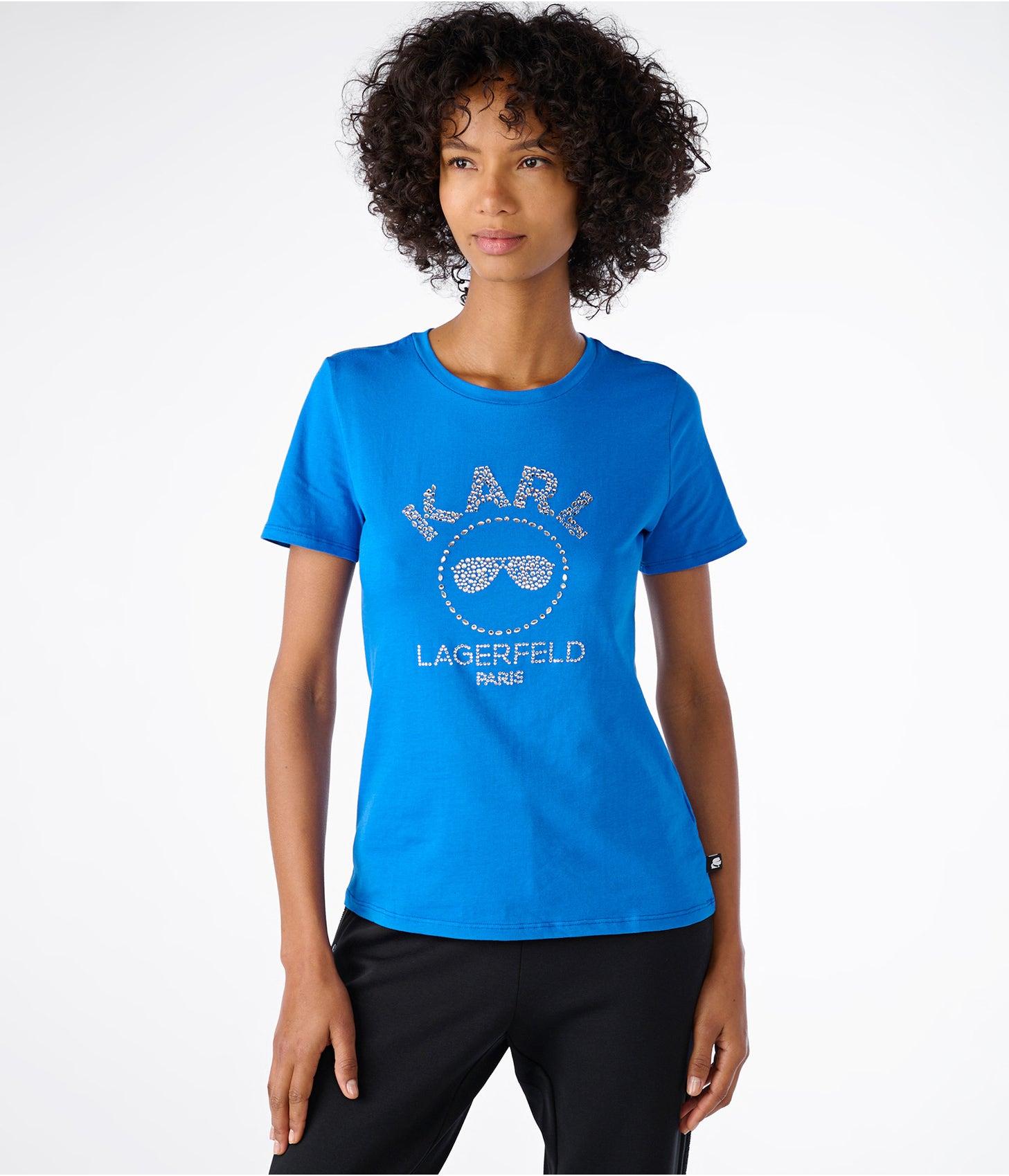 Karl Lagerfeld | Women's Logo Tee- Sparkle Sunglasses Shirt | Deep French  Blue | Size 2xs | Lyst