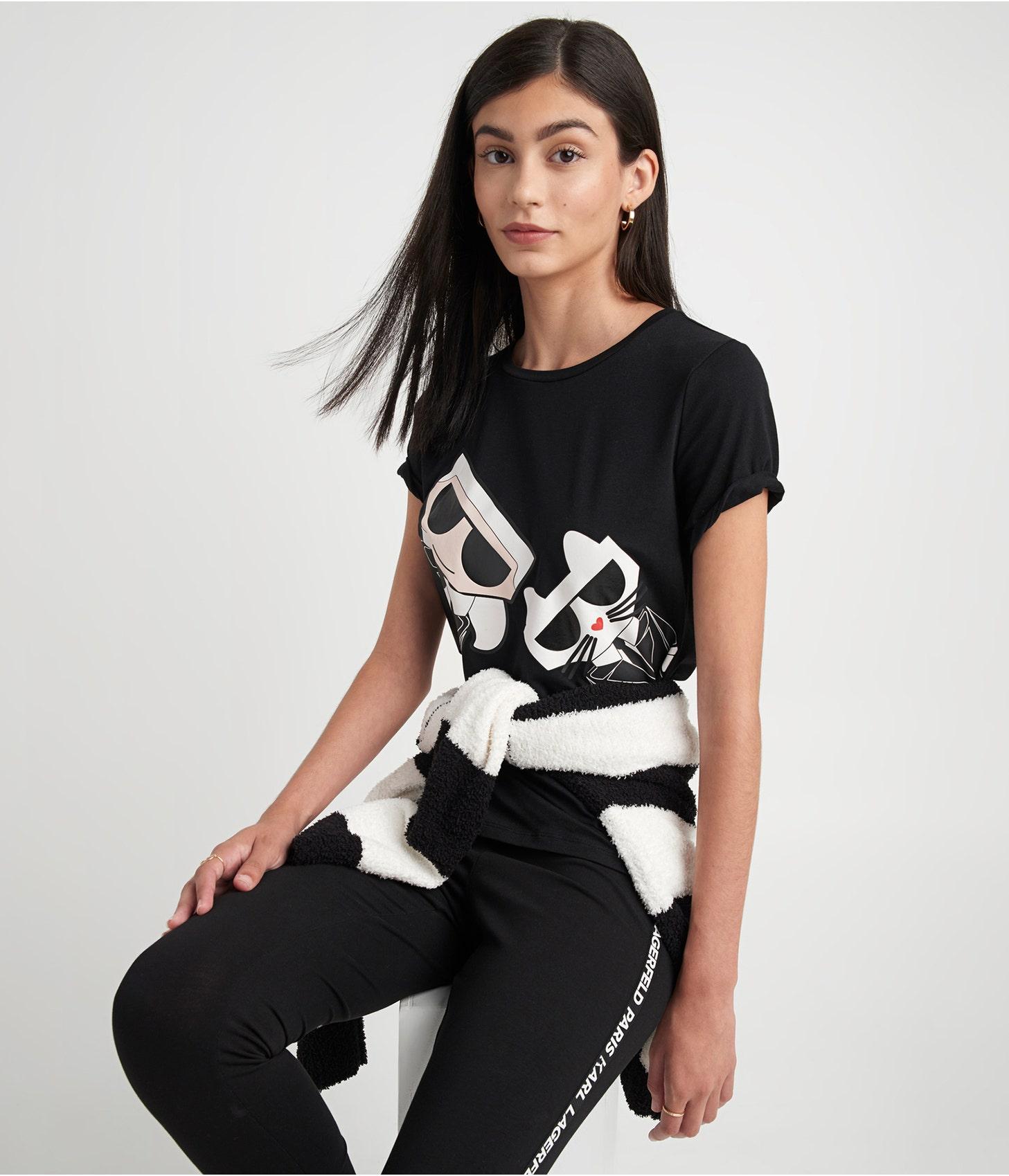 Karl Lagerfeld | Women's Tie Emoji Logo T-shirt | Black | Size 2xs | Lyst