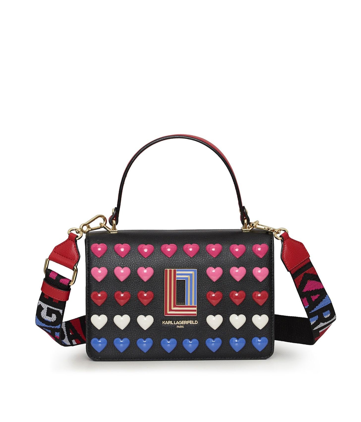 Karl Lagerfeld | Women's Simone Top Handle Crossbody Bag | Heart Dots Black  | Lyst