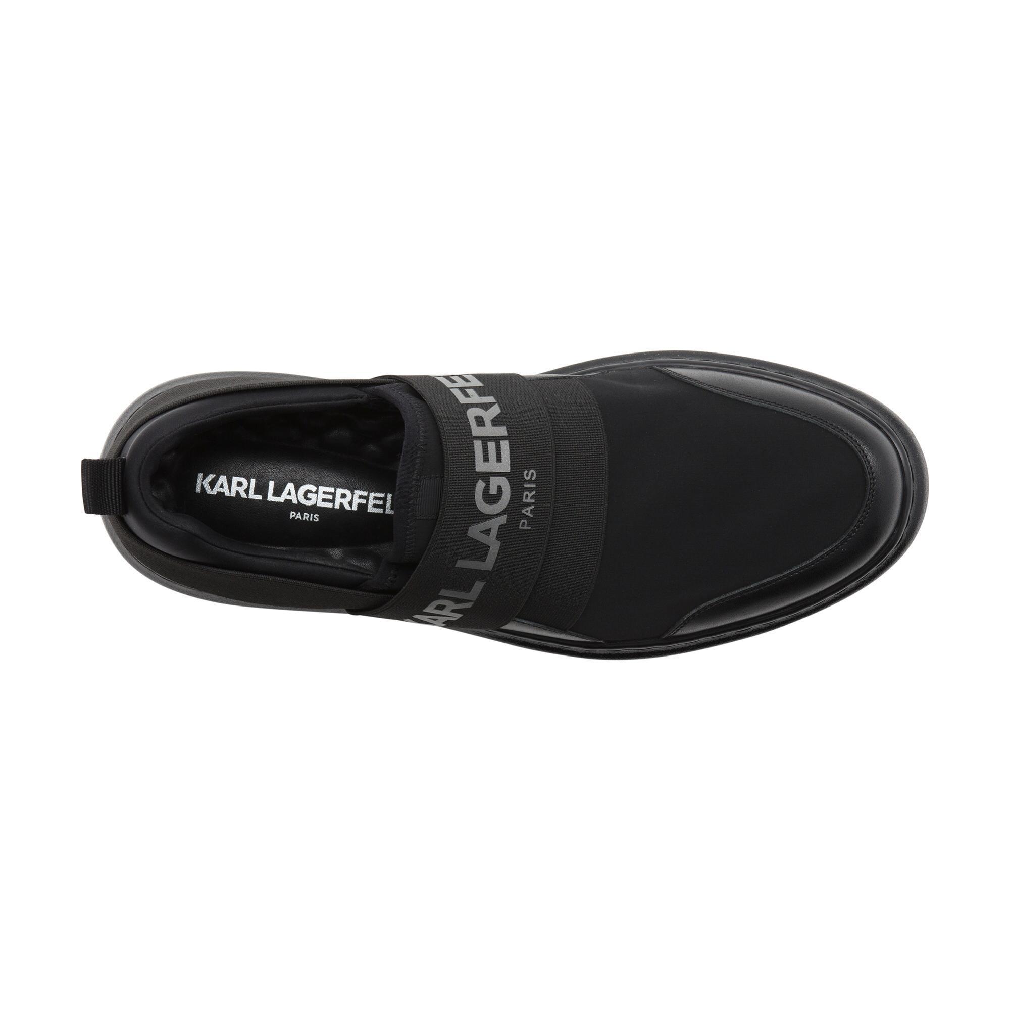 Karl Lagerfeld Leather Black Logo Slip-on Sneakers for Men | Lyst