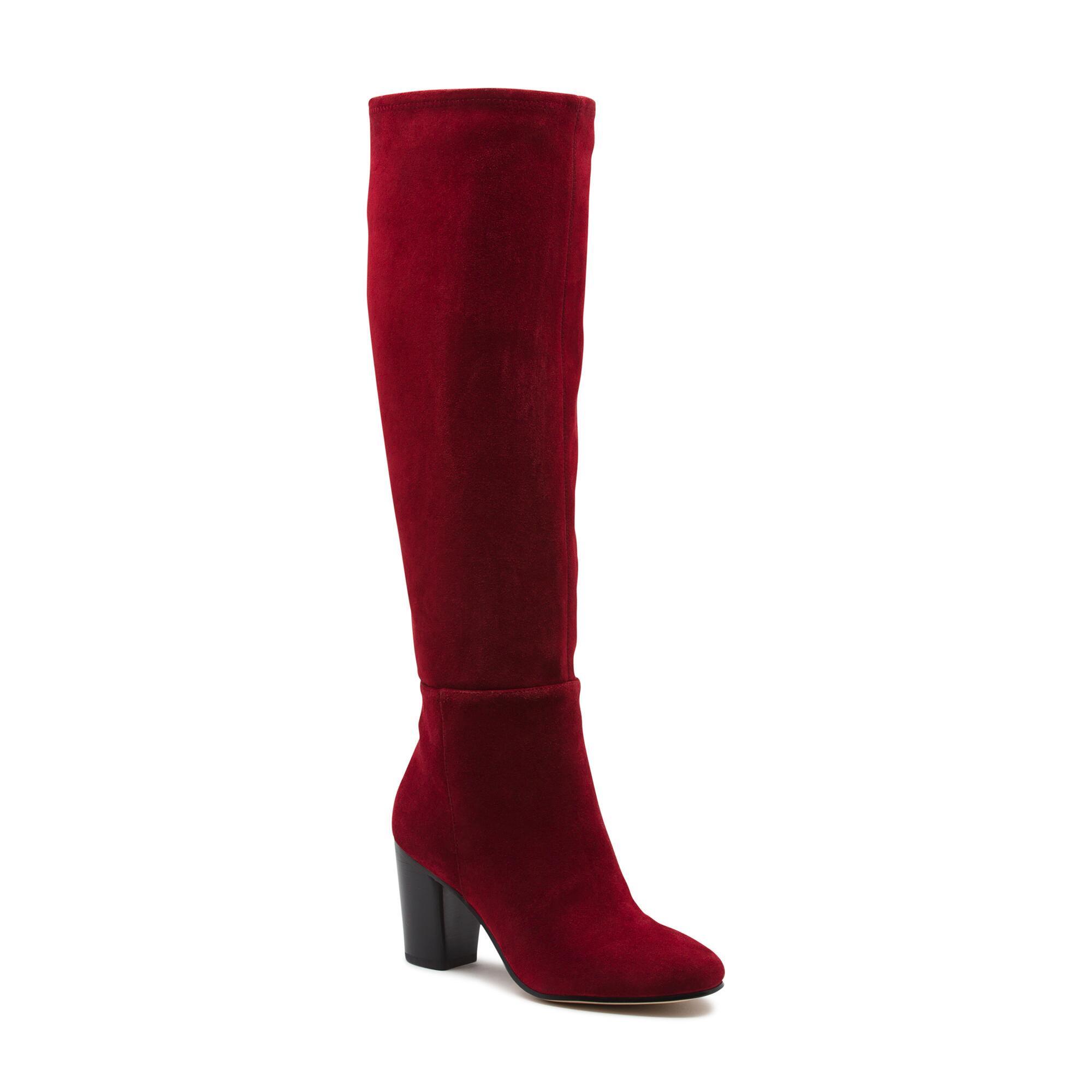 Karl Lagerfeld Tulle Suede Heeled Tall Boots in Brick Red (Red) - Lyst