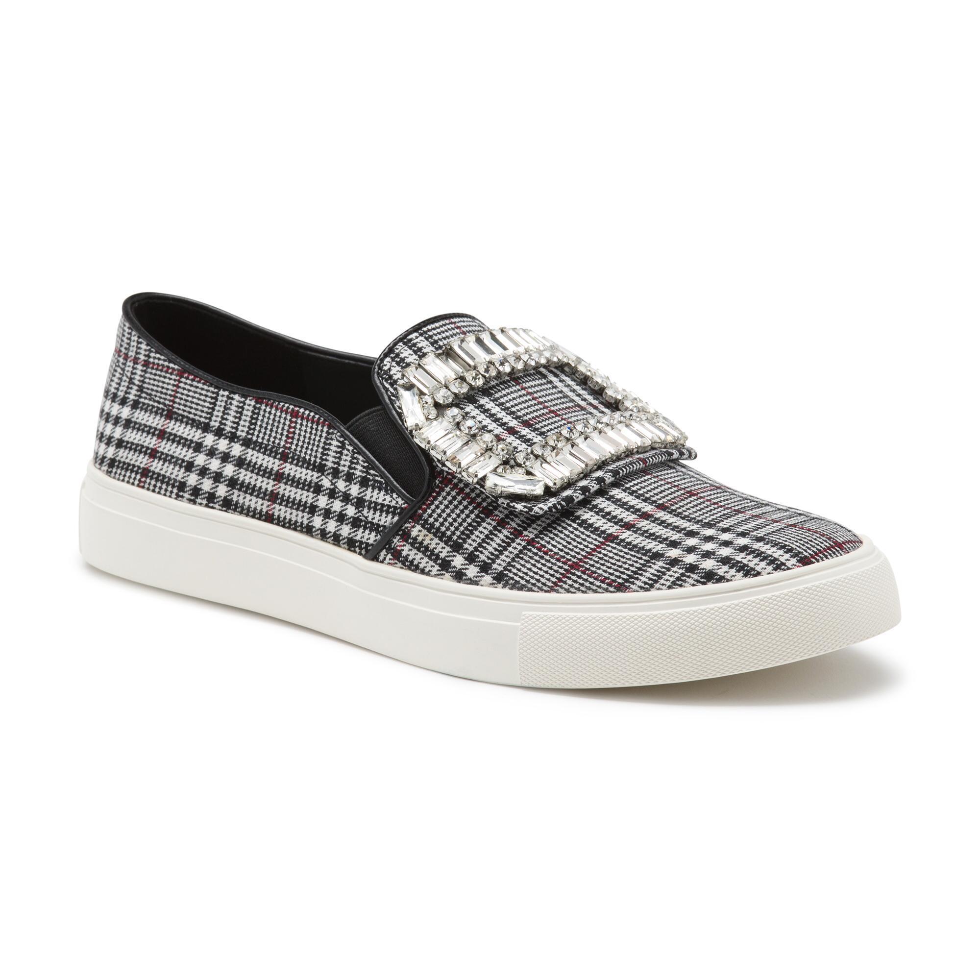 Karl Lagerfeld Suede Ermine Plaid Slip On Sneaker in Black Lyst