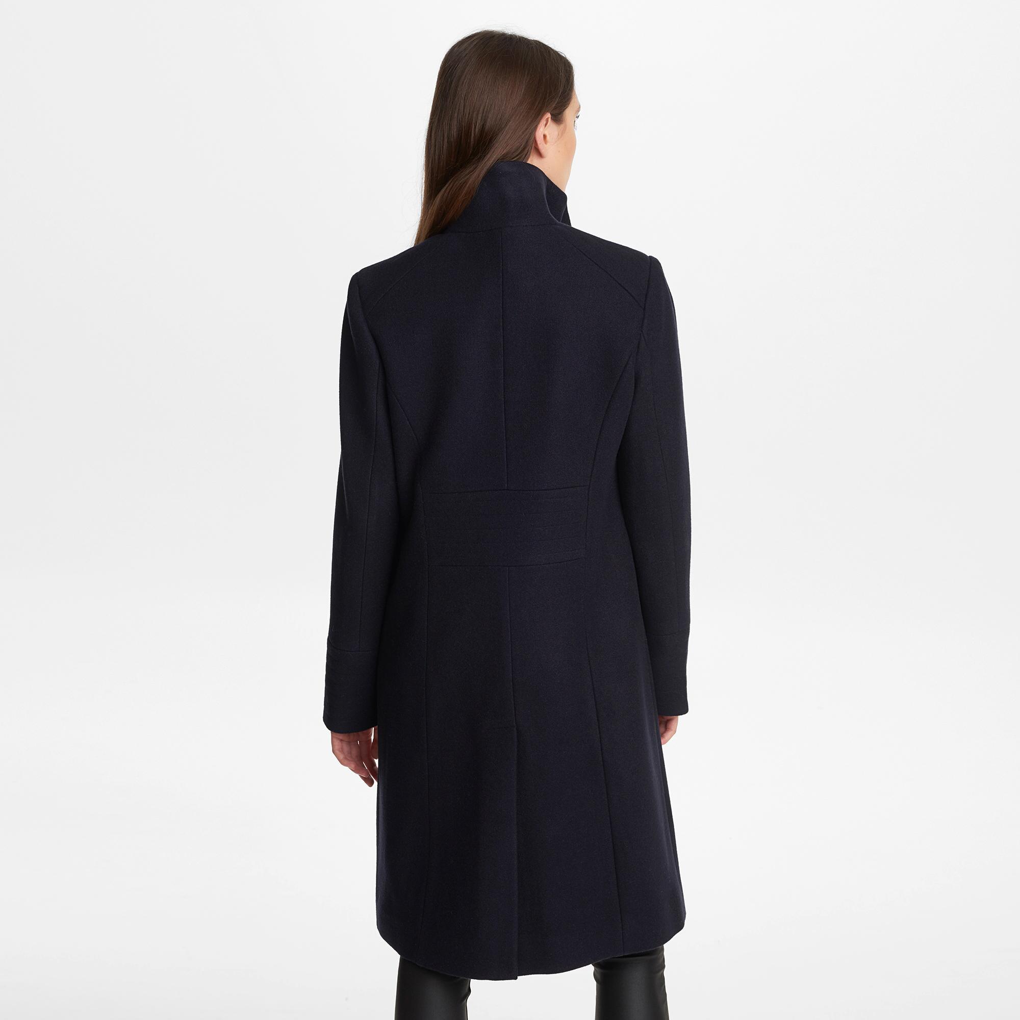 Karl Lagerfeld Synthetic Officer Placket Front Coat in Navy (Blue) - Lyst