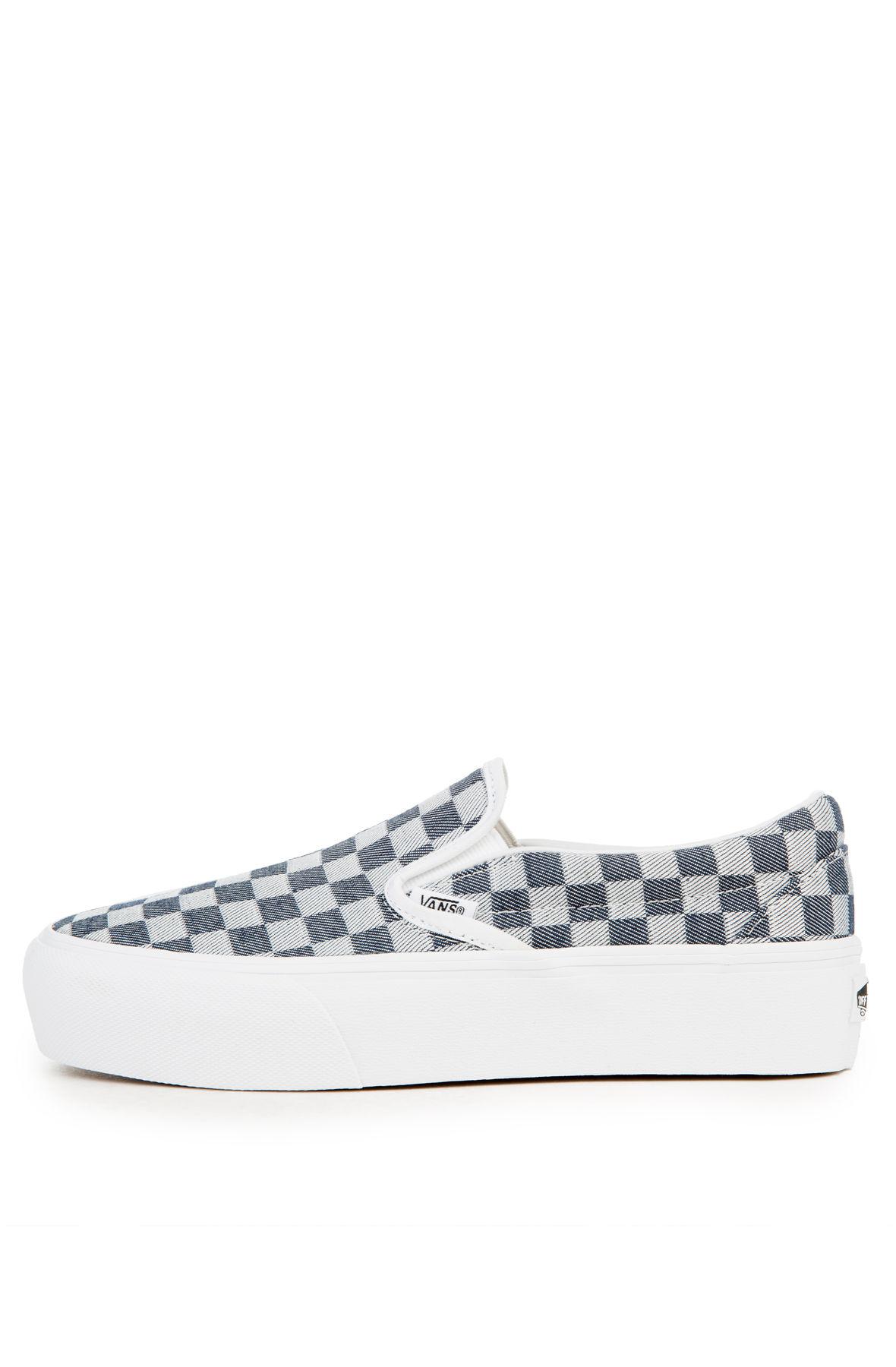 checkerboard vans slip on platform