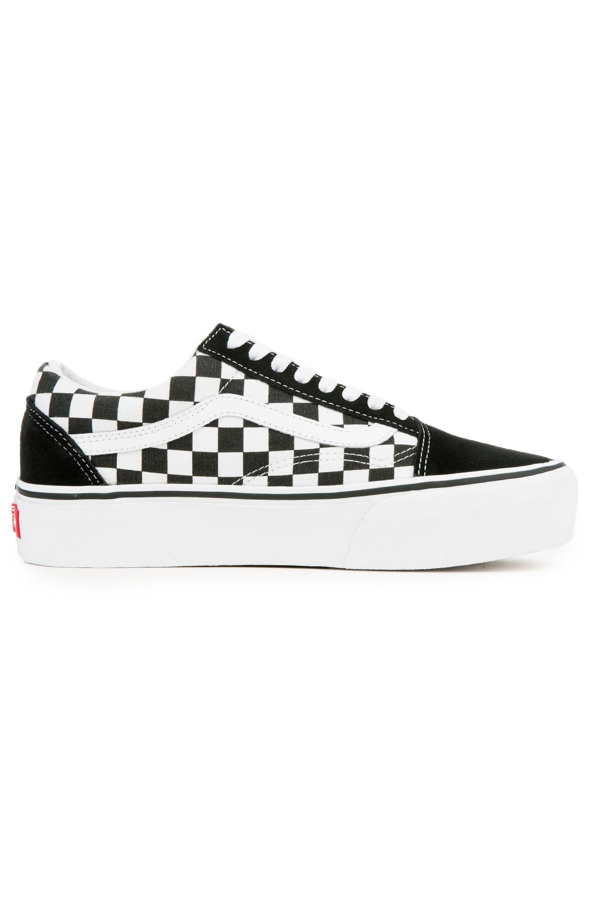 womens black white checkered vans