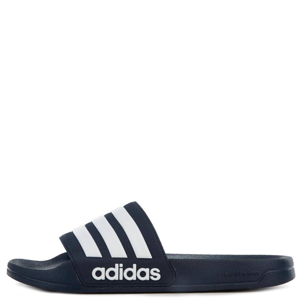 navy blue adidas slides