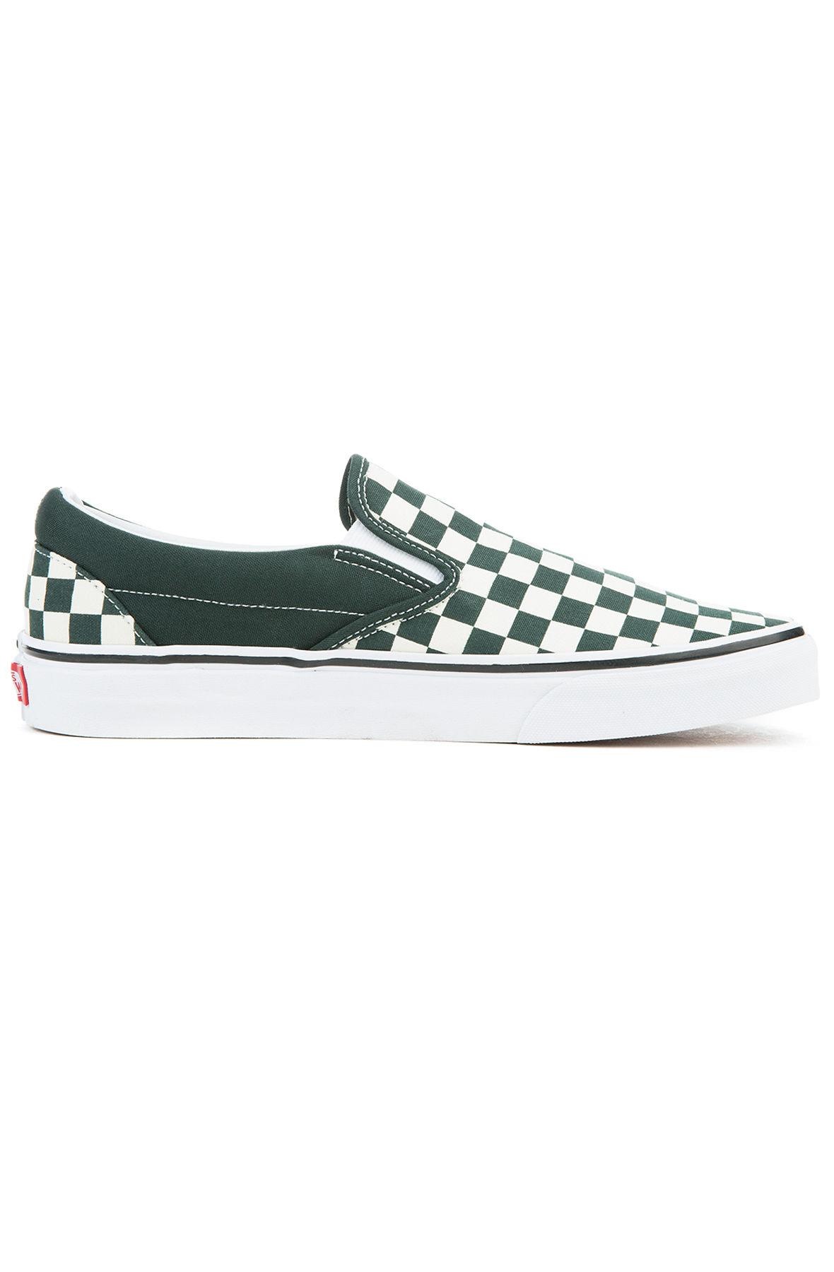 green and white checkerboard slip on vans