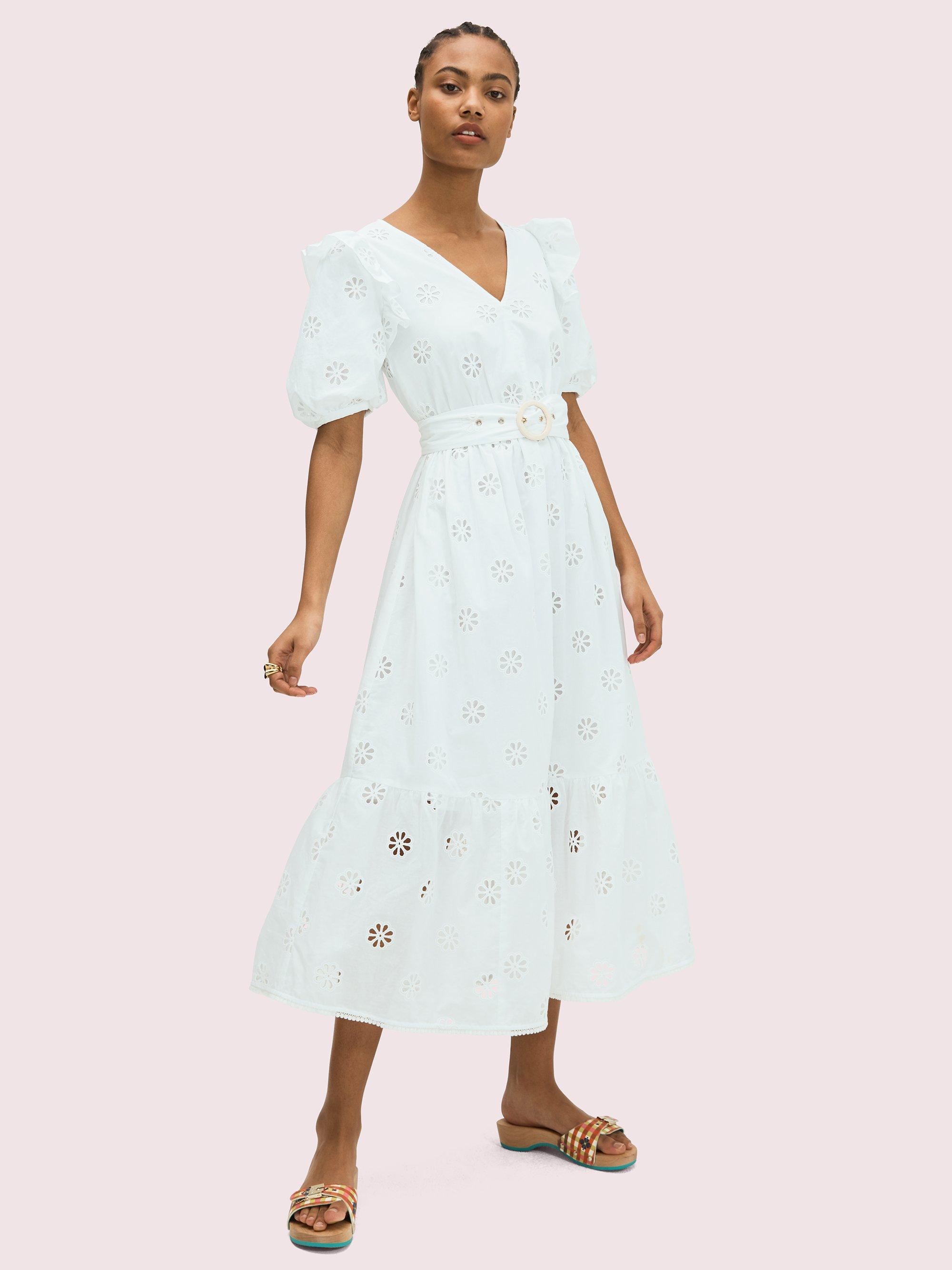 Kate Spade Cotton Spade Clover Eyelet Dress in White - Lyst