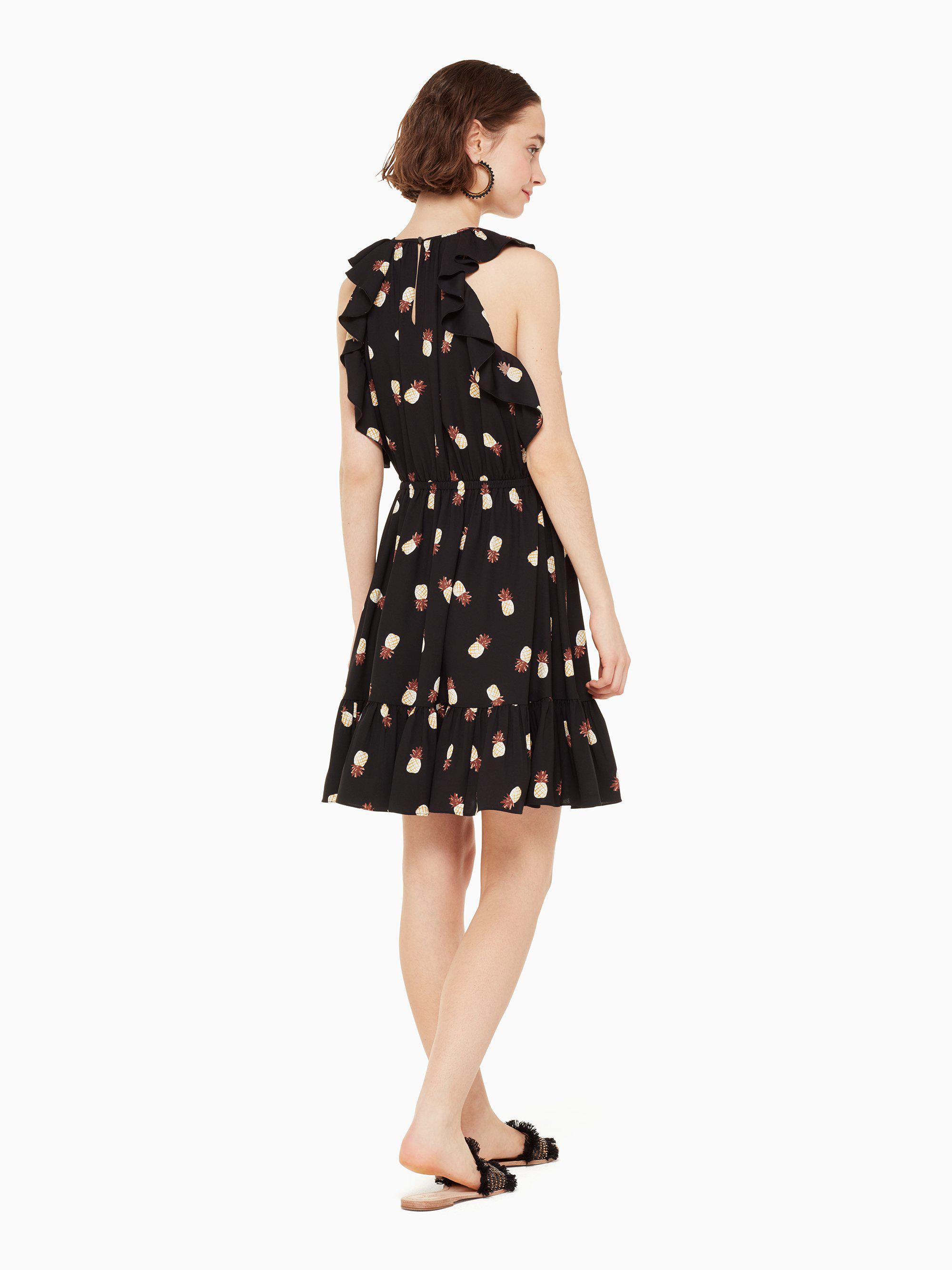 Kate Spade Synthetic Sleeveless Pineapple-print Dress in Black | Lyst
