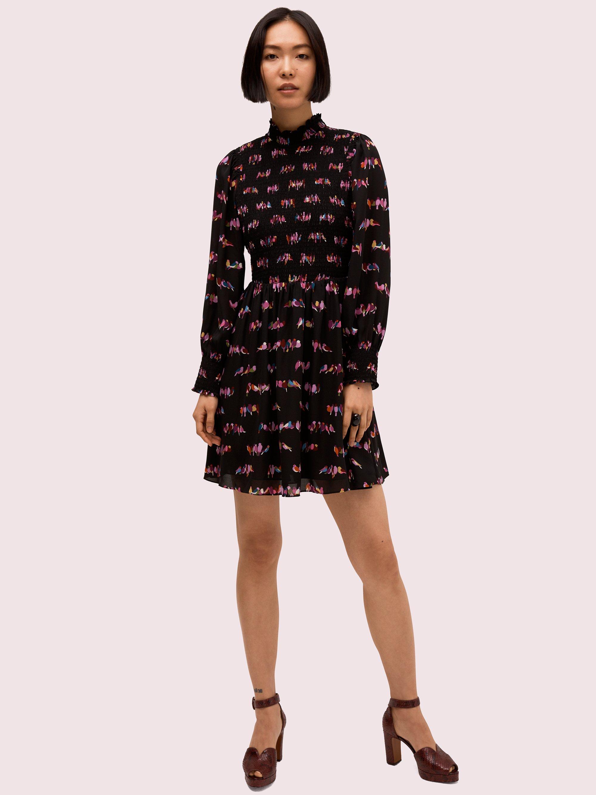kate spade smocked clip midi dress
