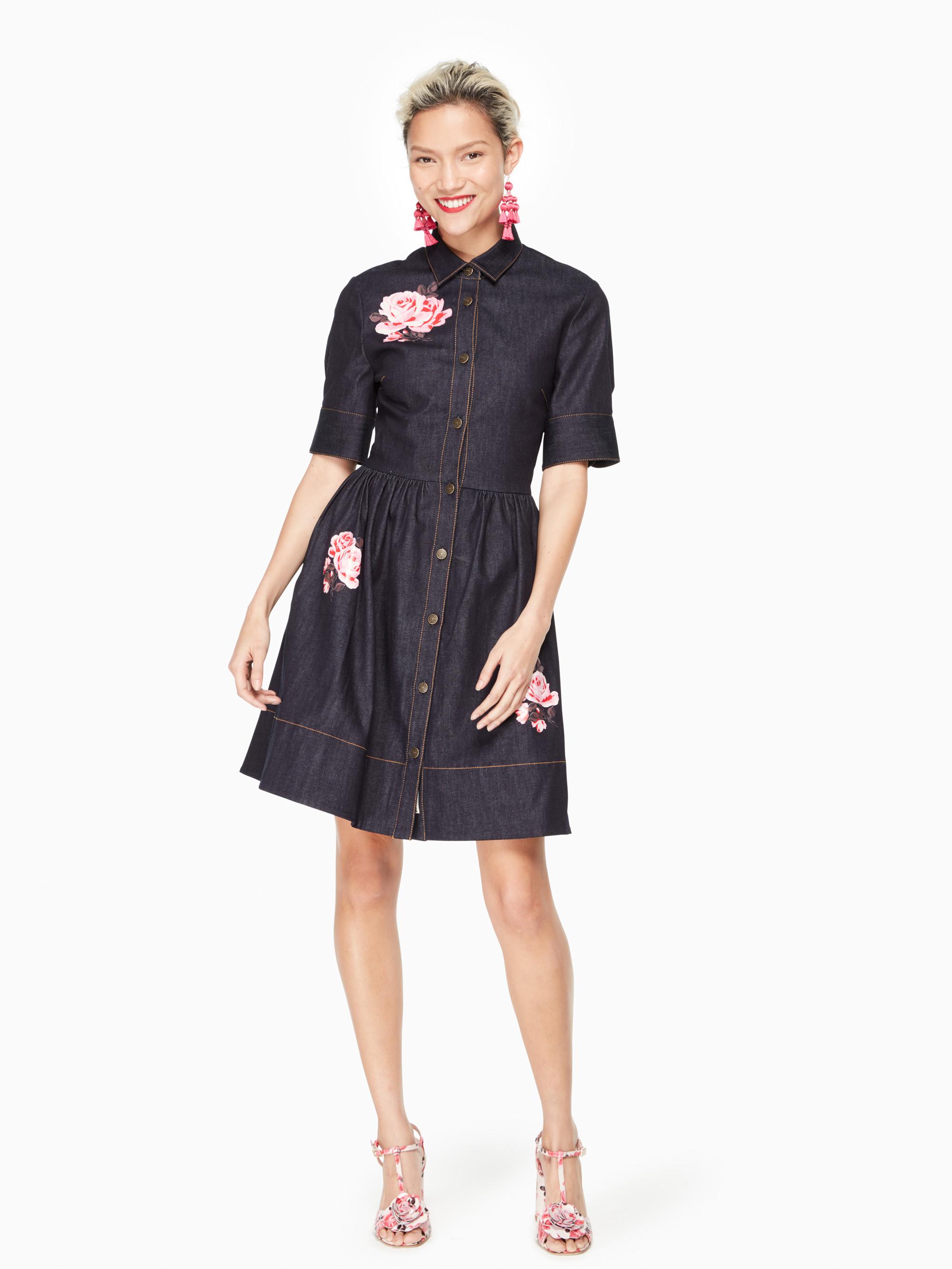 kate spade embroidered denim dress