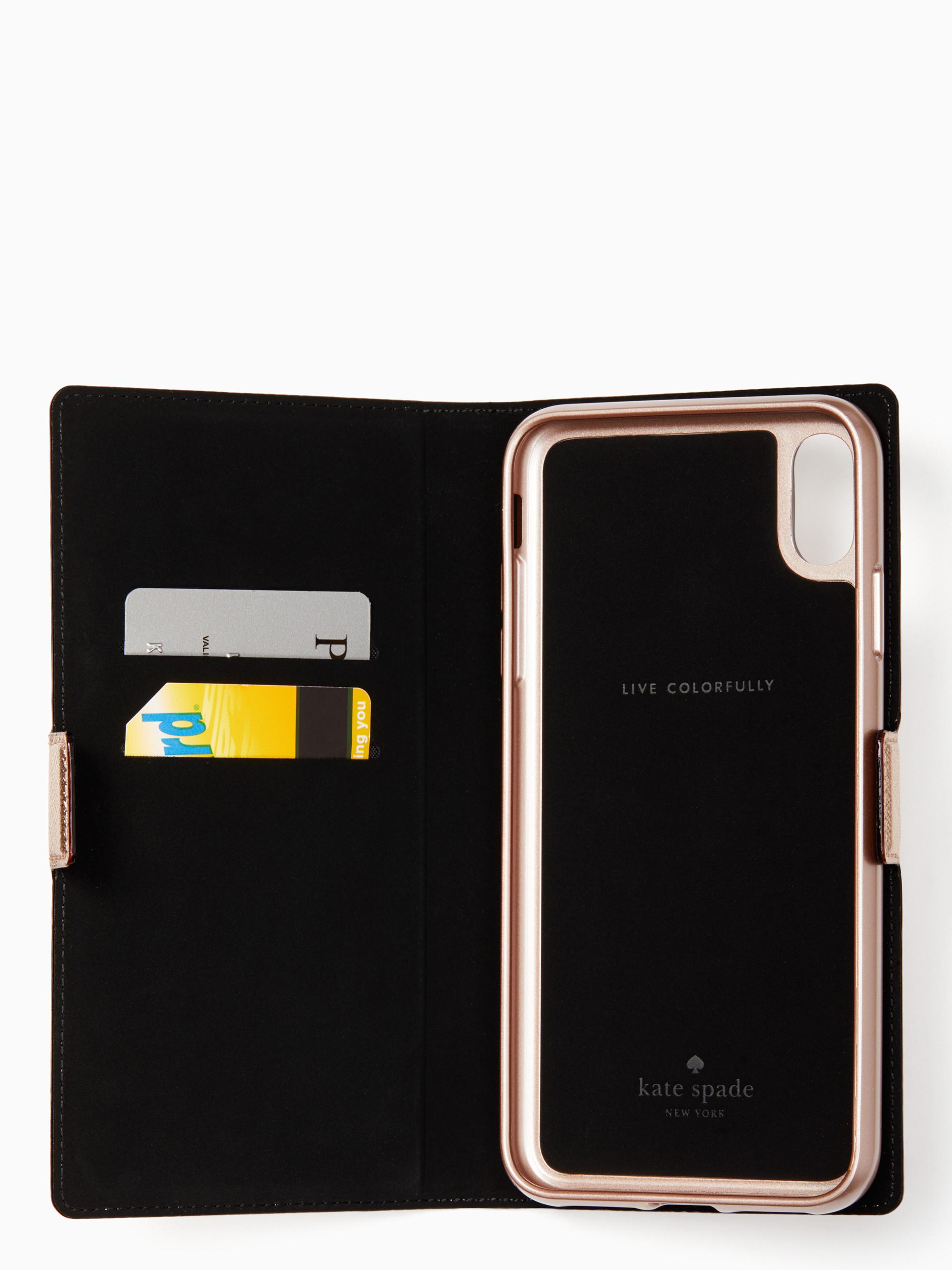 Kate Spade Leather Magnetic Wrap Iphone Xs Max Folio Case Lyst
