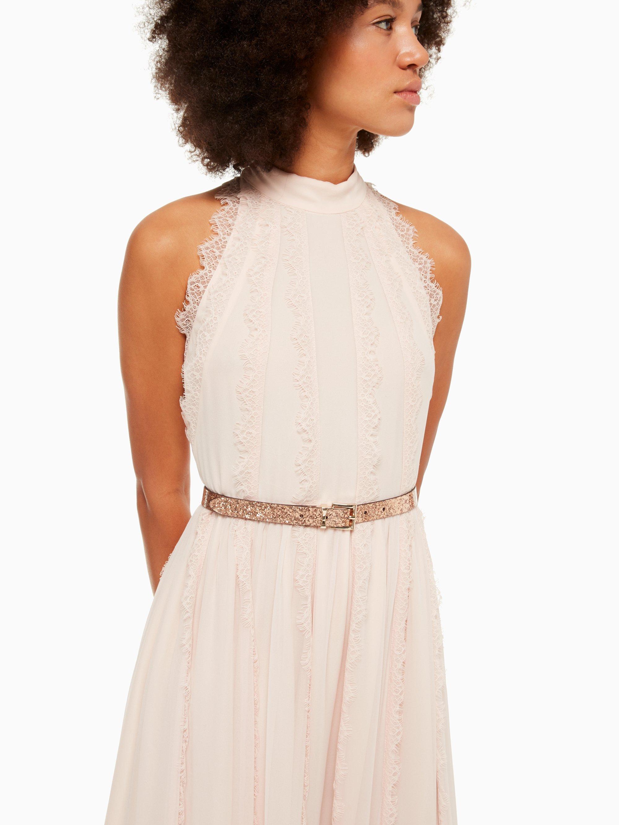 MONIQUE Women Square Buckle Skinny Glittered Non Leather Dress 16mm Wide Belt