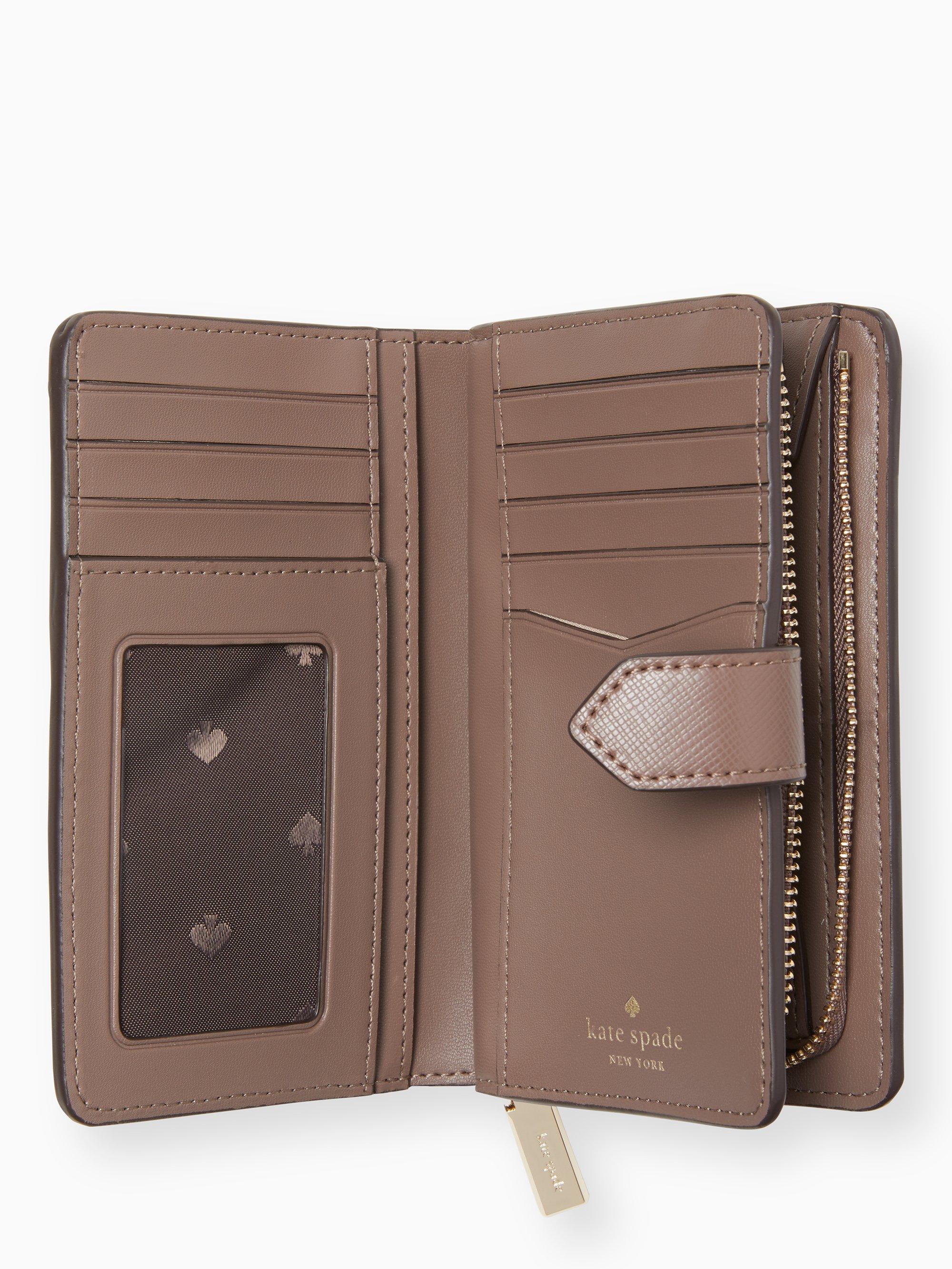 Kate Spade Staci Colorblock Medium Compact Bifold Wallet in Brown 