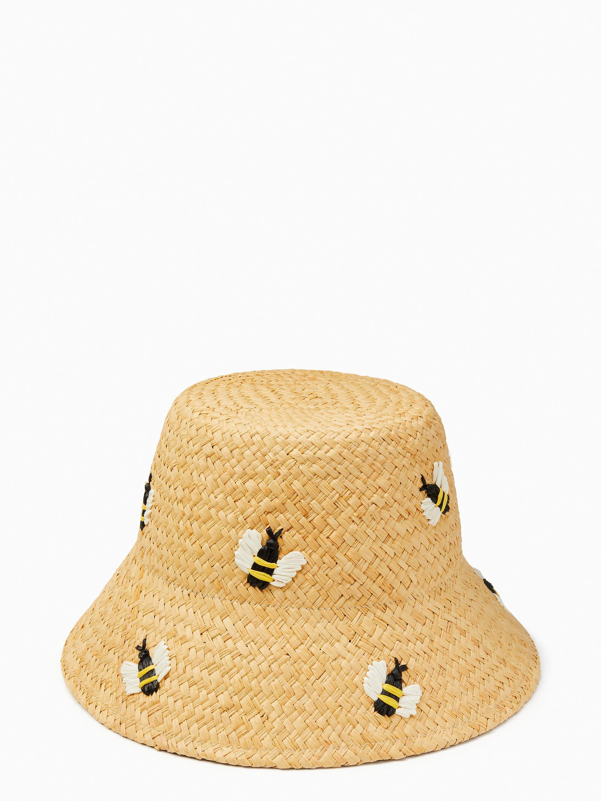 Kate Spade Bees Embroidered Straw Hat 
