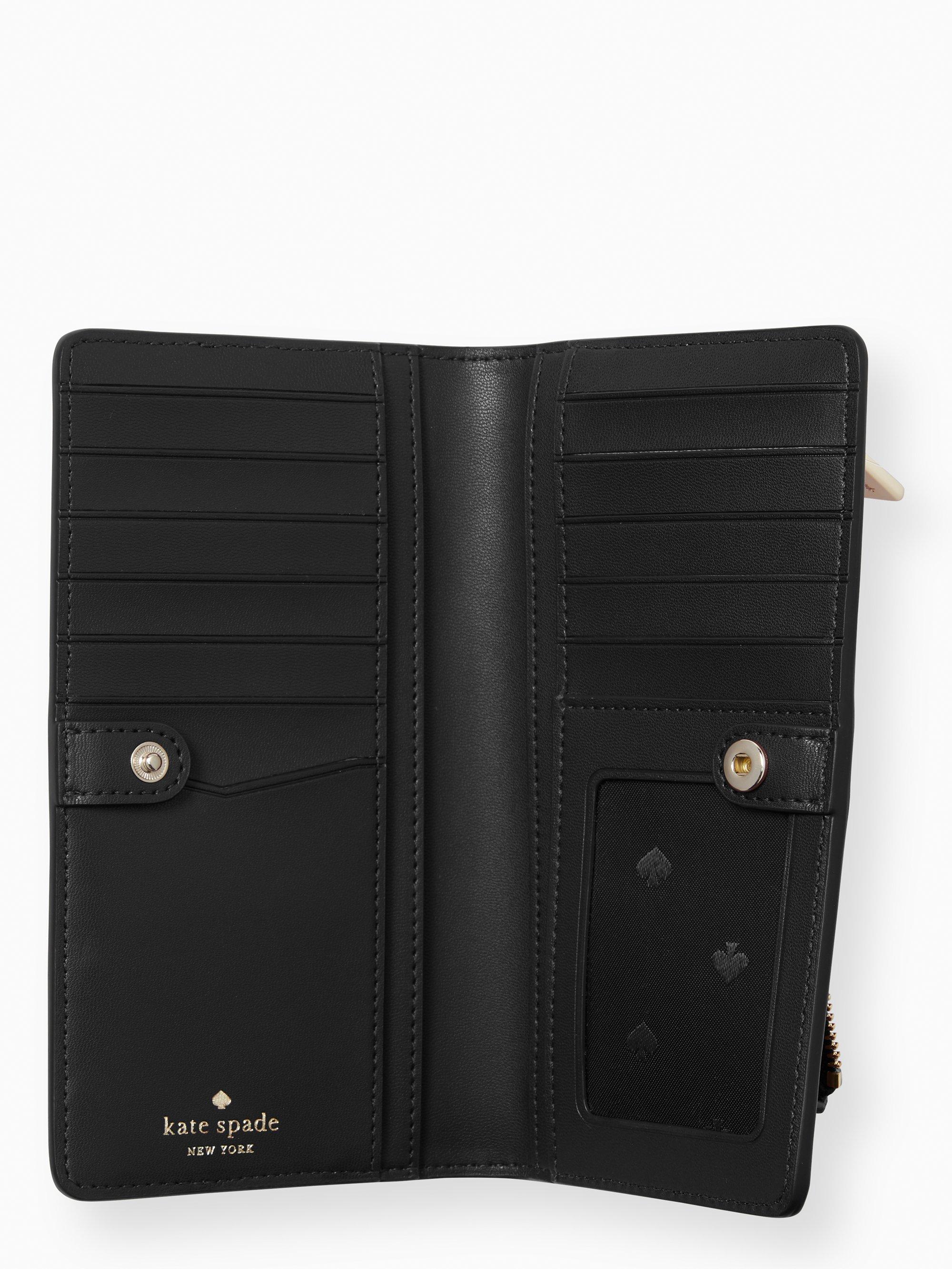 Kate Spade Leather Staci Colorblock Large Slim Bifold Wallet in Black ...