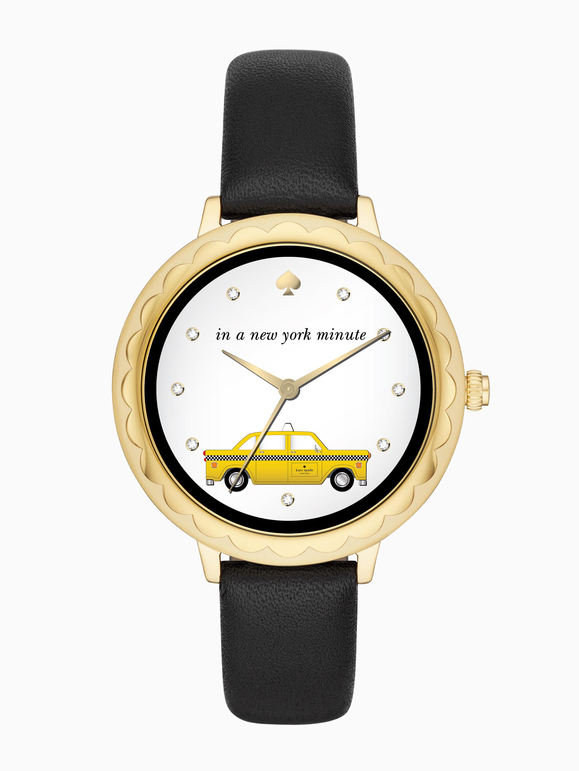 Kate Spade Leather Scallop Touchscreen Smartwatch in Black - Lyst