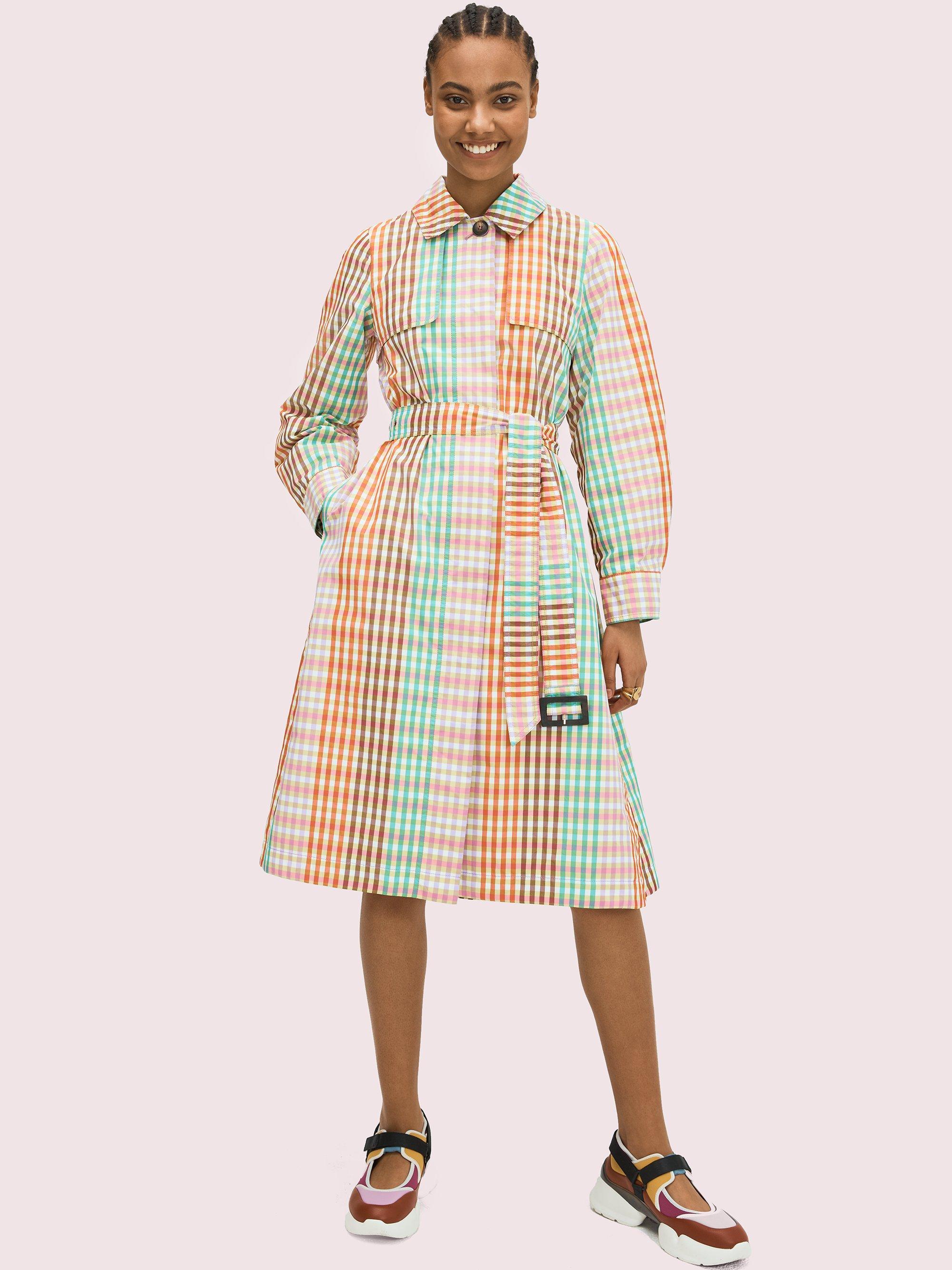 Kate Spade Rainbow Plaid Trench - Lyst