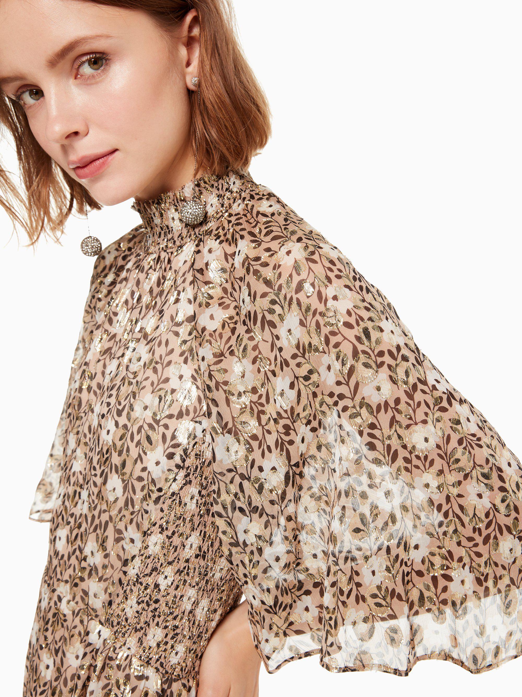 kate spade floral park clip dot midi dress