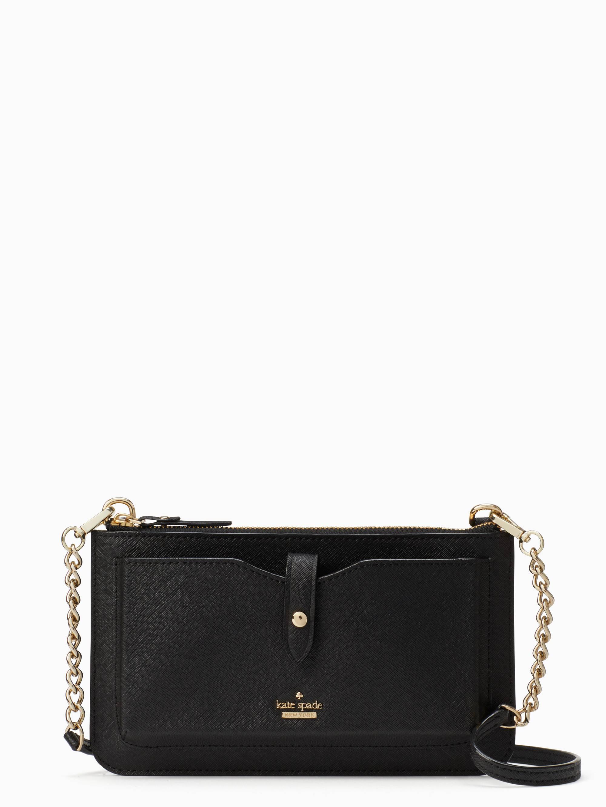 Kate Spade Leather Phone Crossbody in Black Lyst