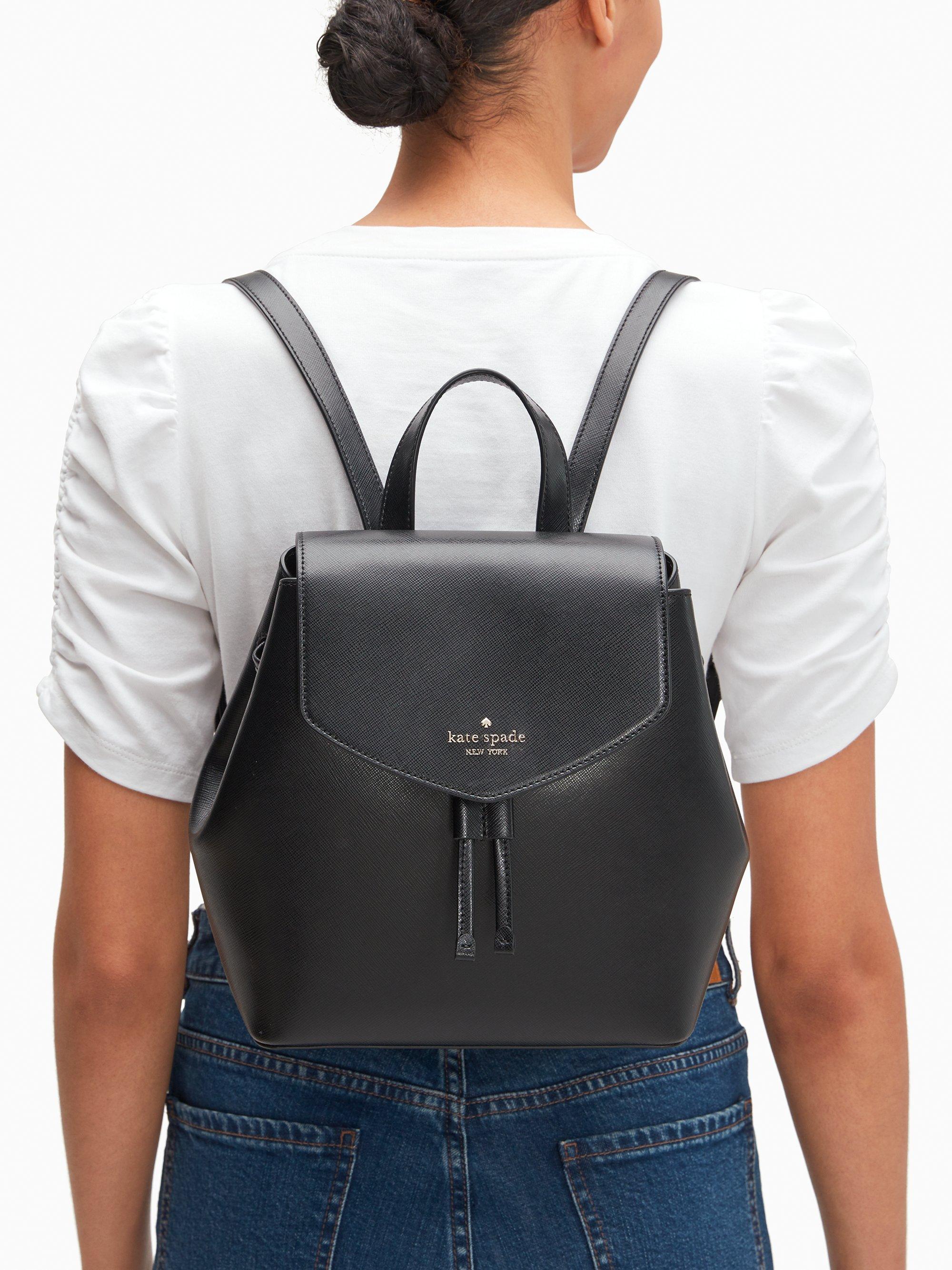 Kate Spade Leather Lizzie Medium Flap Backpack in Black | Lyst