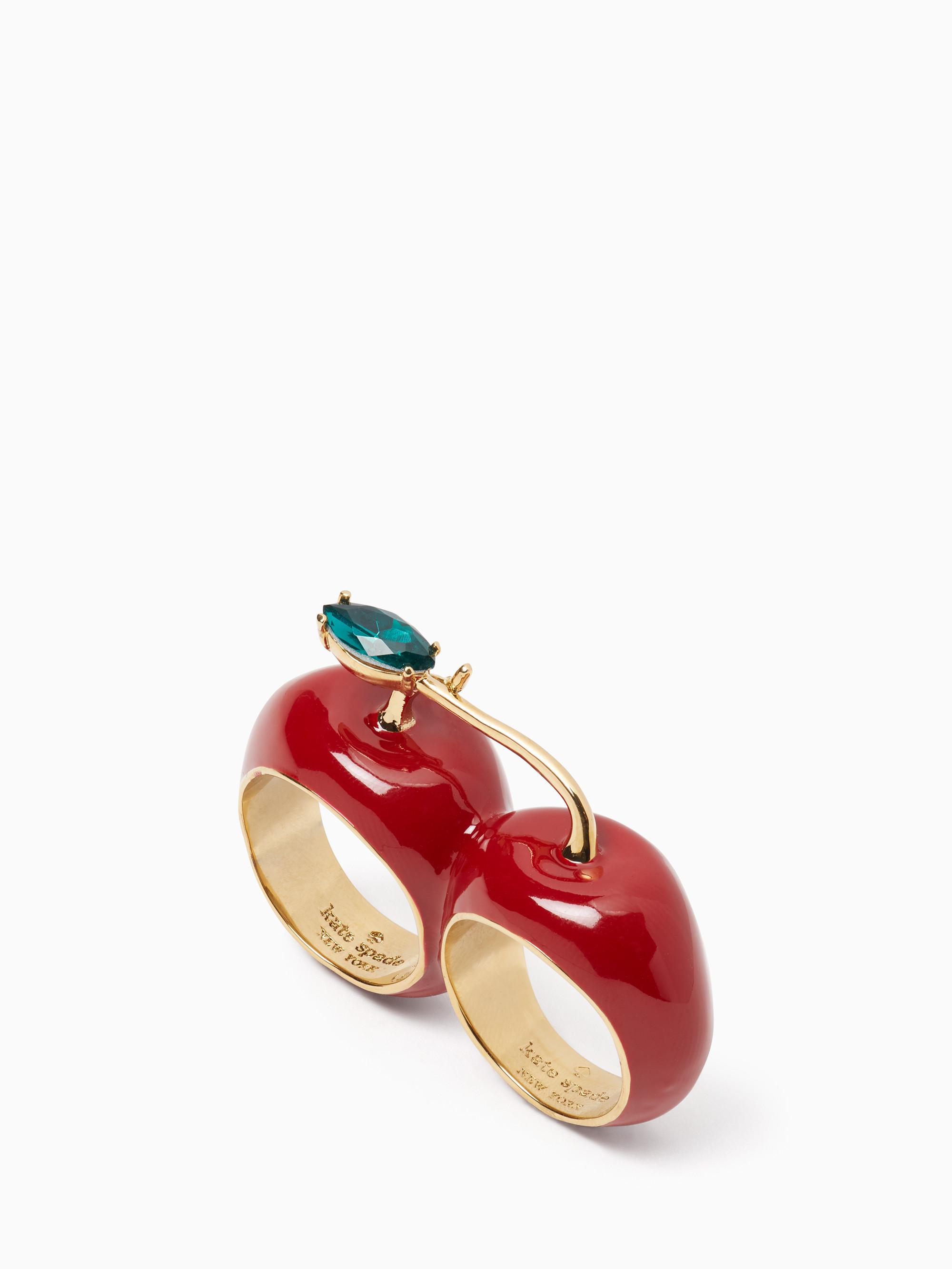 Kate Spade Ma Chérie Cherry Double Ring In Red Lyst 
