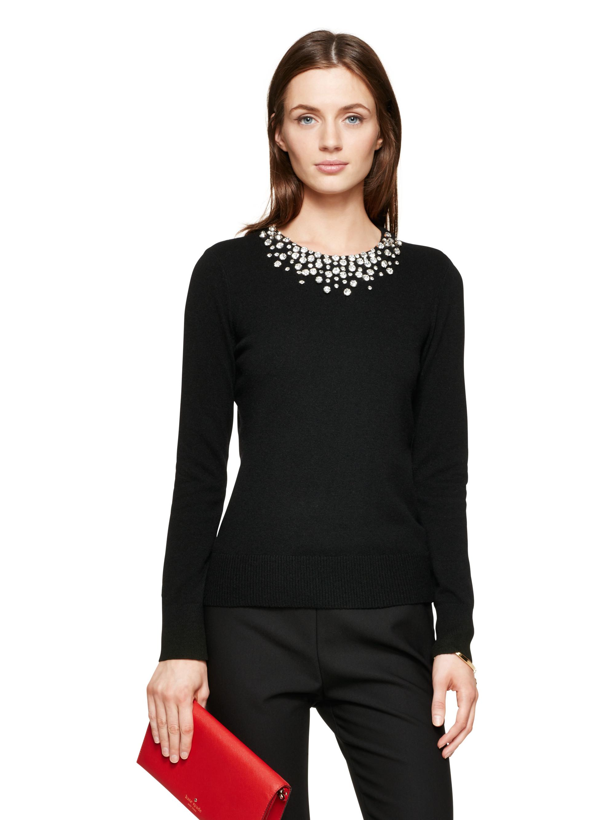 Lyst Kate Spade New York Embellished Sweater in Black