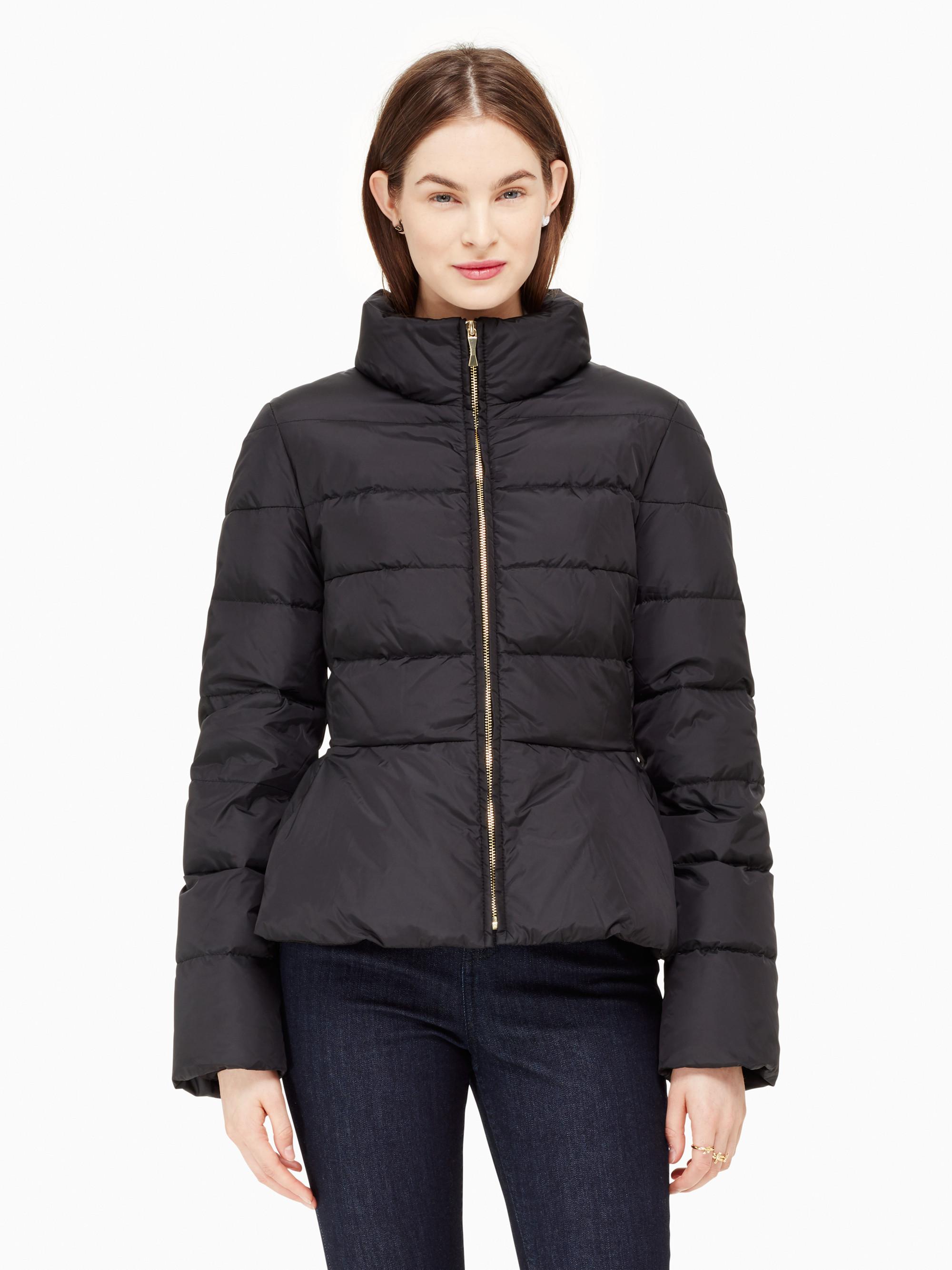 peplum puffer coat