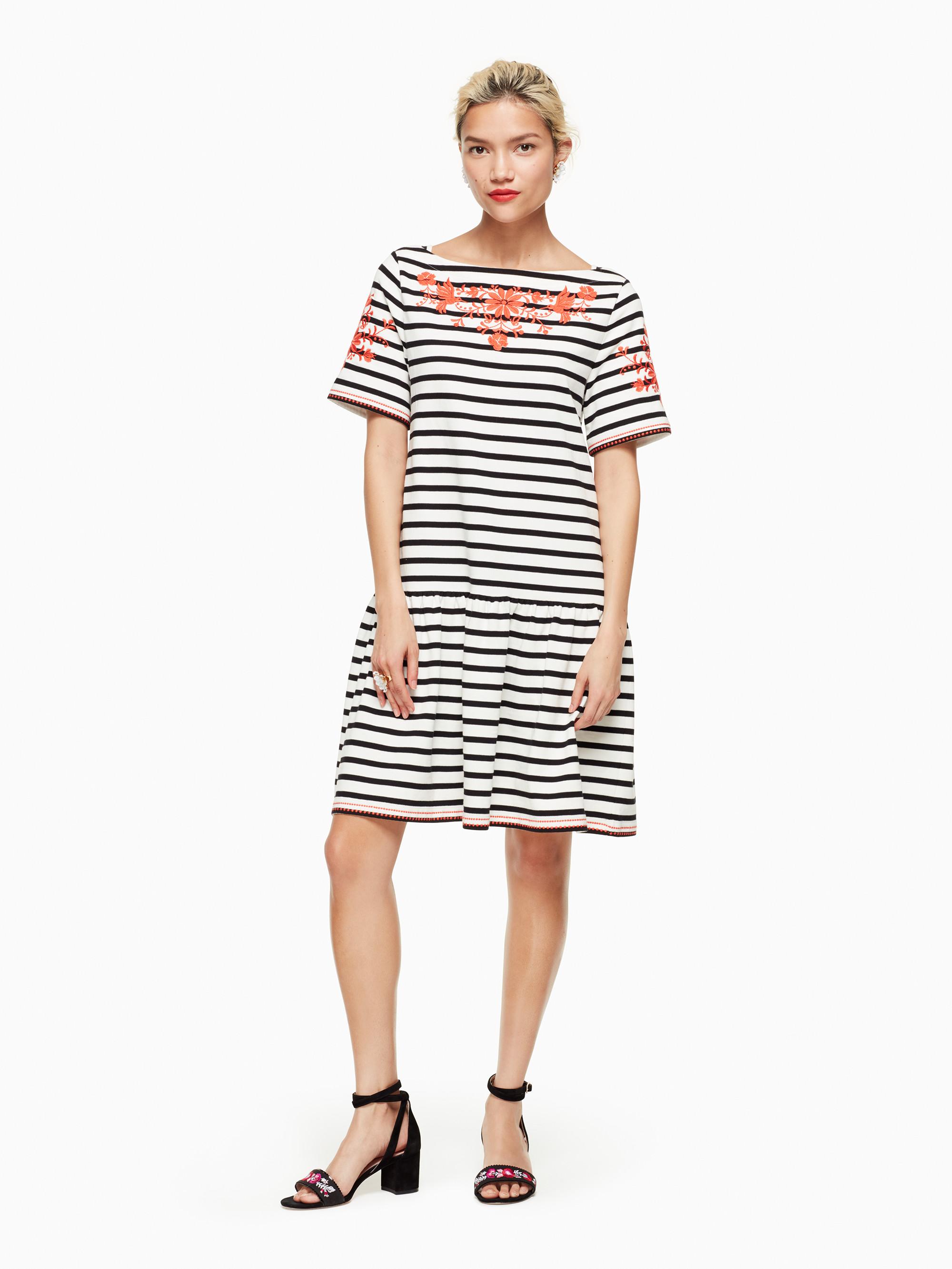 Lyst - Kate Spade Stripe Embroidered Dress