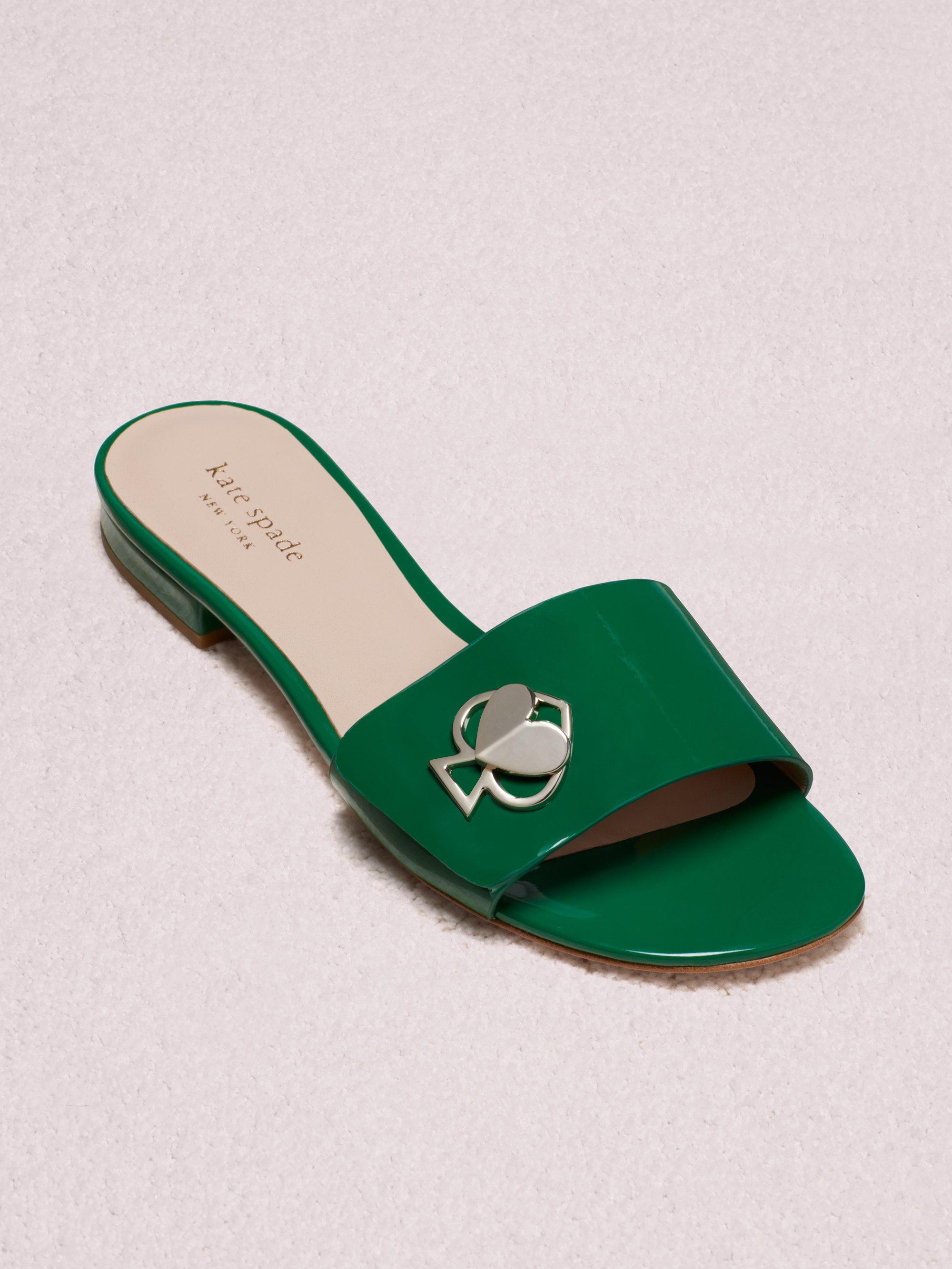 Kate Spade Leather Ferry Slide Sandals in Green - Lyst