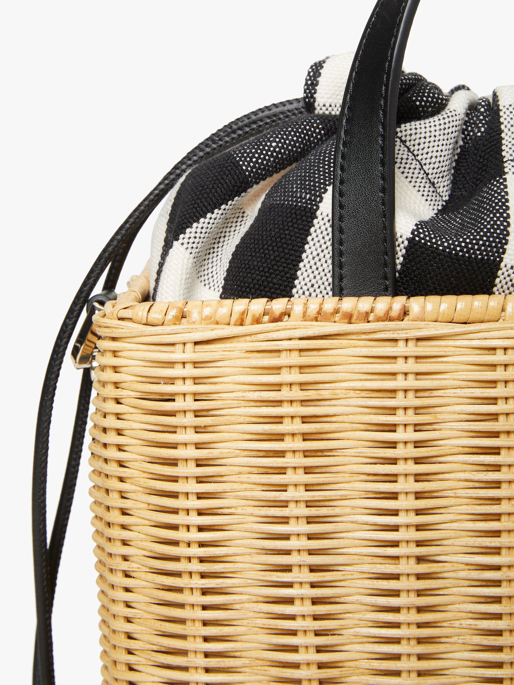 sam gingham wicker medium satchel