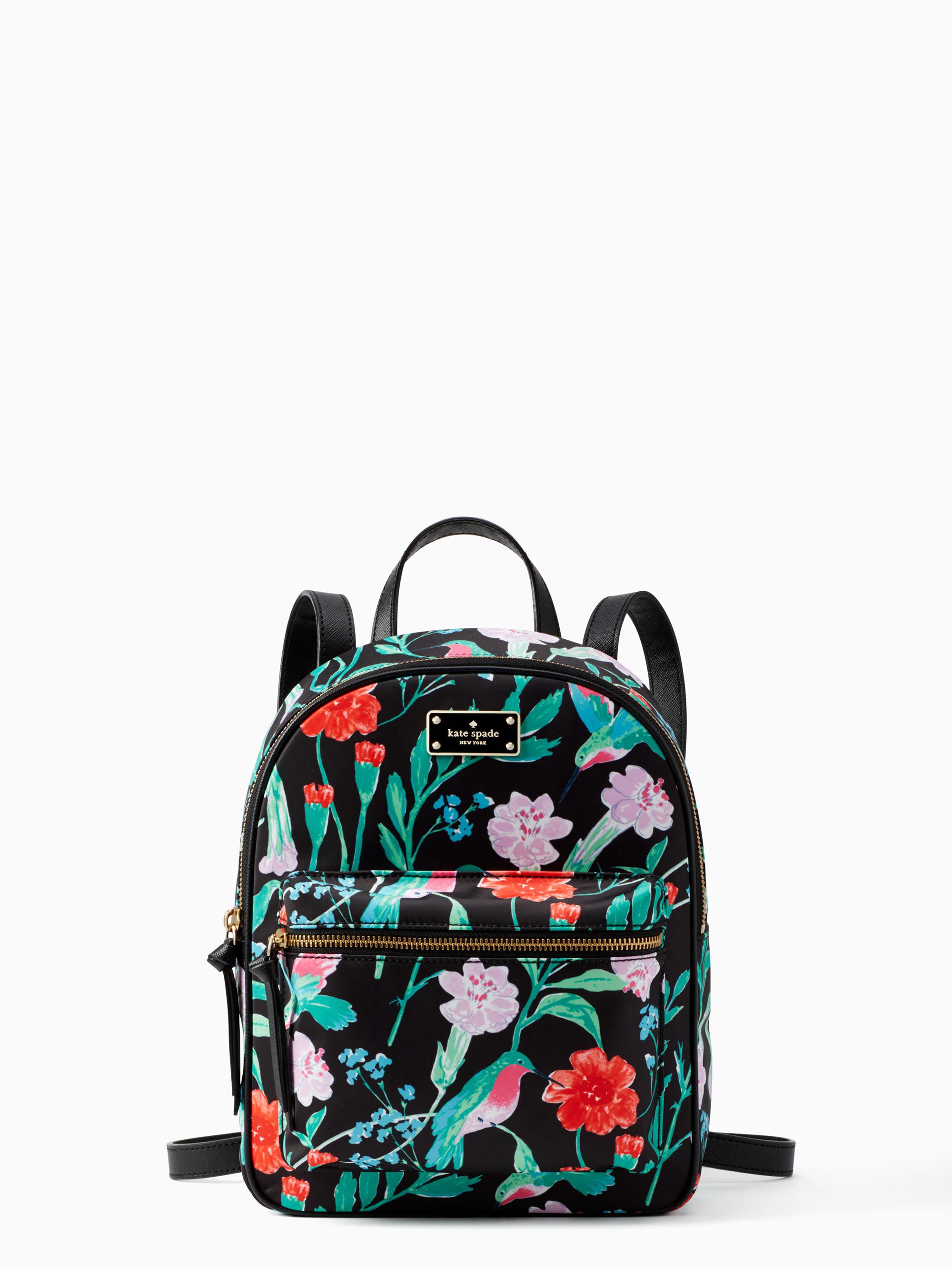 kate spade black floral backpack