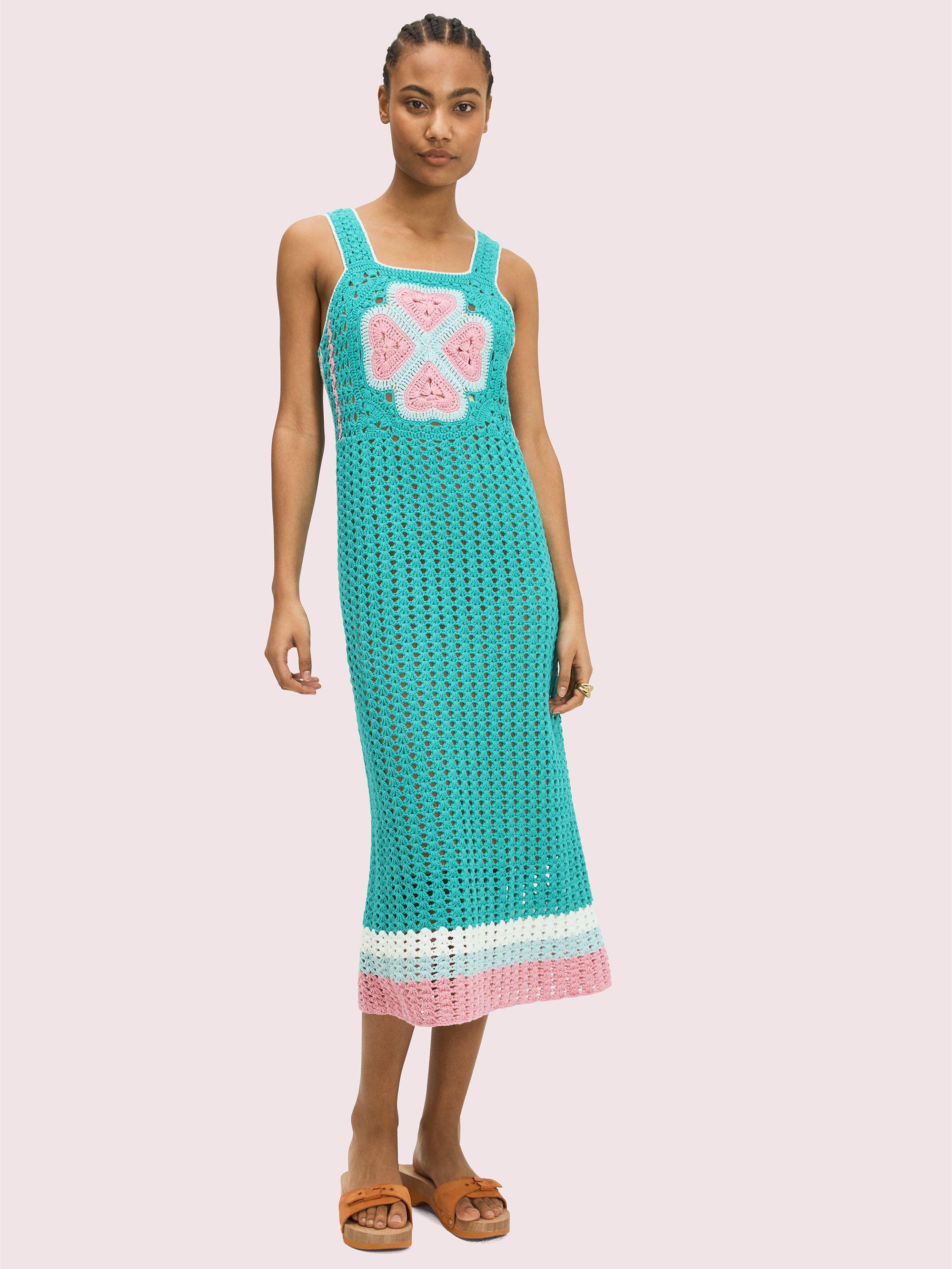 green crochet dress