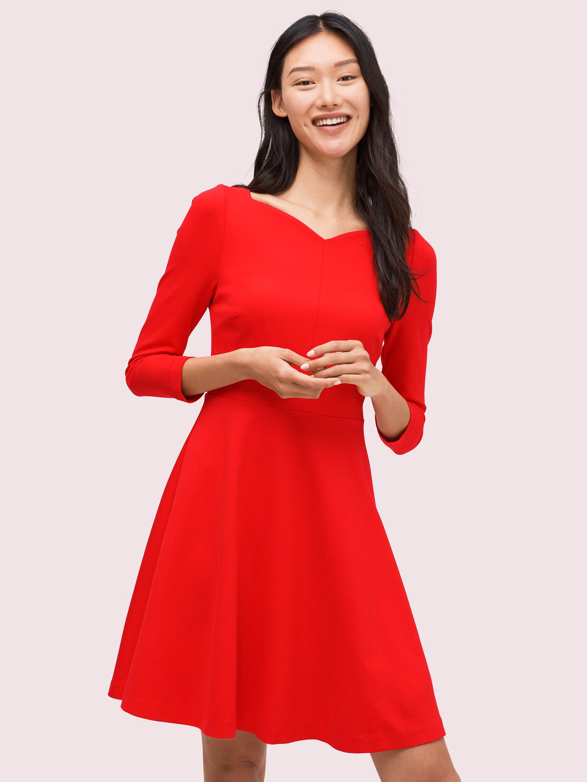 Kate Spade Ponte Fit-and-flare Dress in Red - Lyst