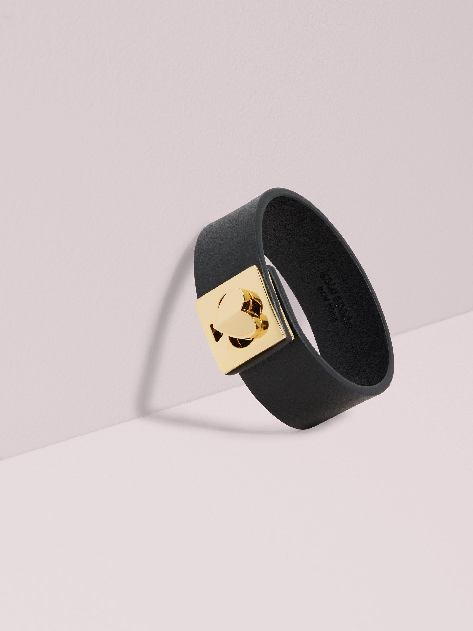 Lyst Kate Spade Heritage Spade Leather Heart Twistlock Bracelet in Black