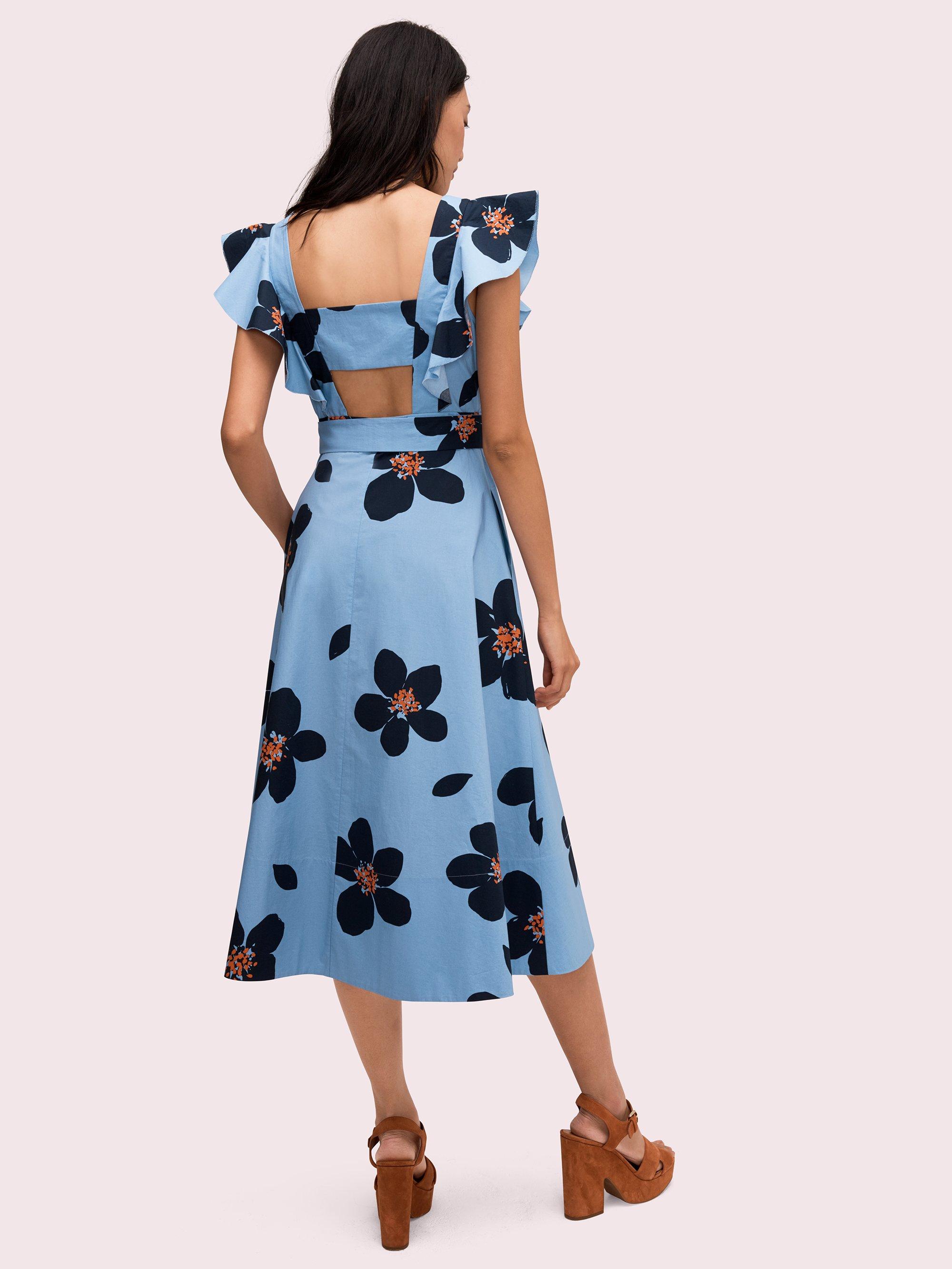 kate spade grand flora poplin midi dress