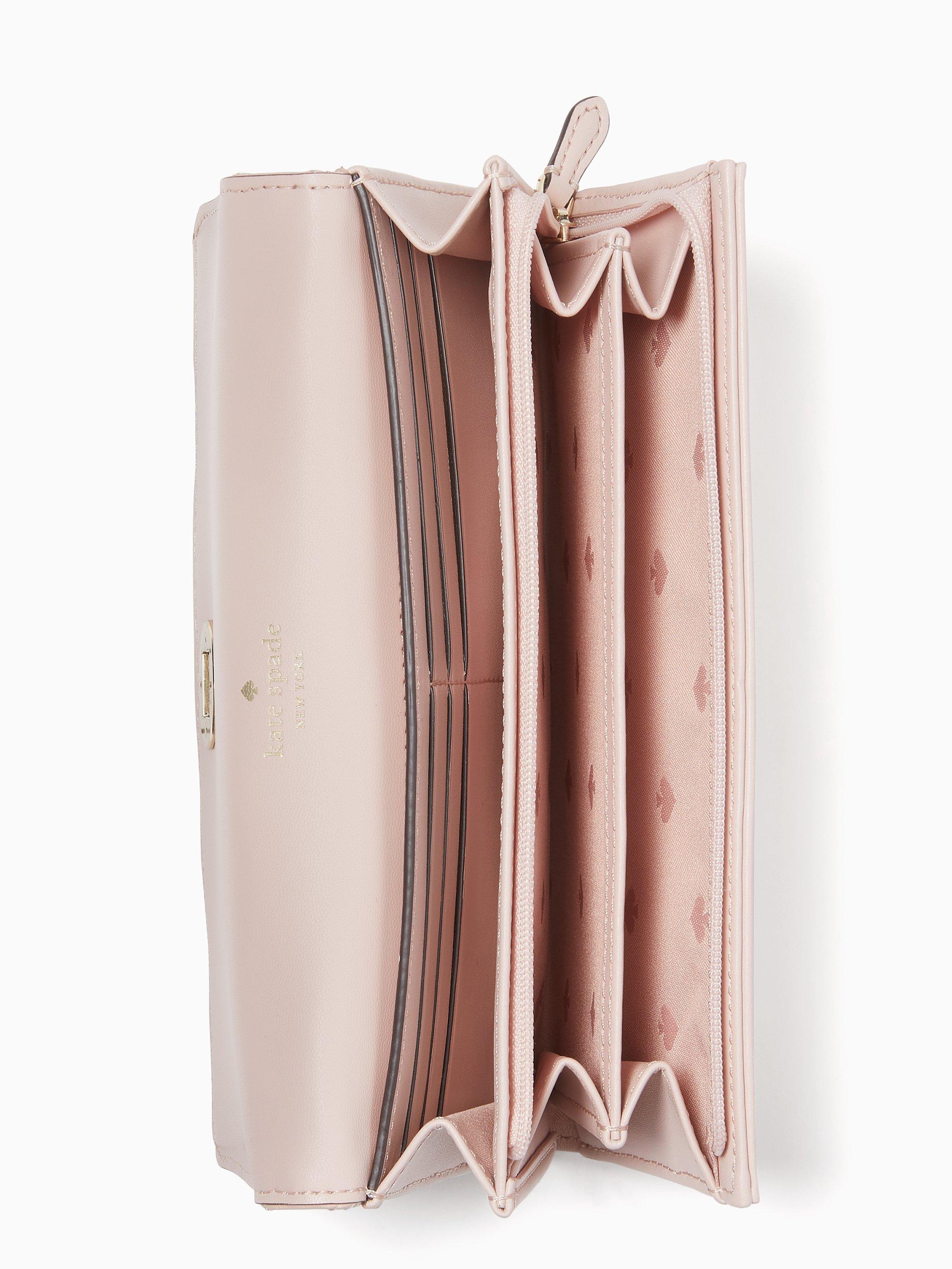 Kate Spade Leather Natalia Large Flap Turnlock Wallet in Rose 