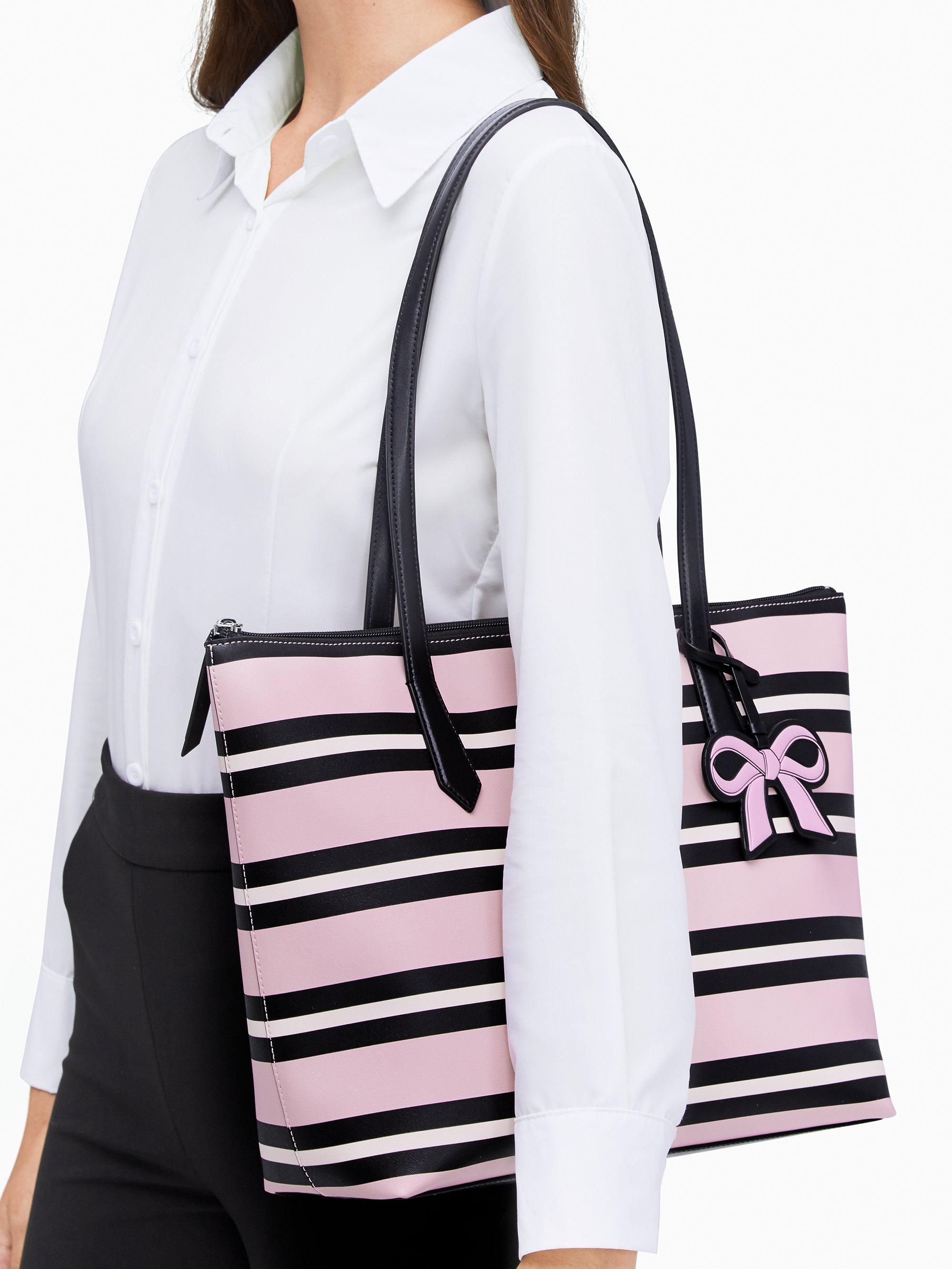 Kate spade pink best sale and black striped purse