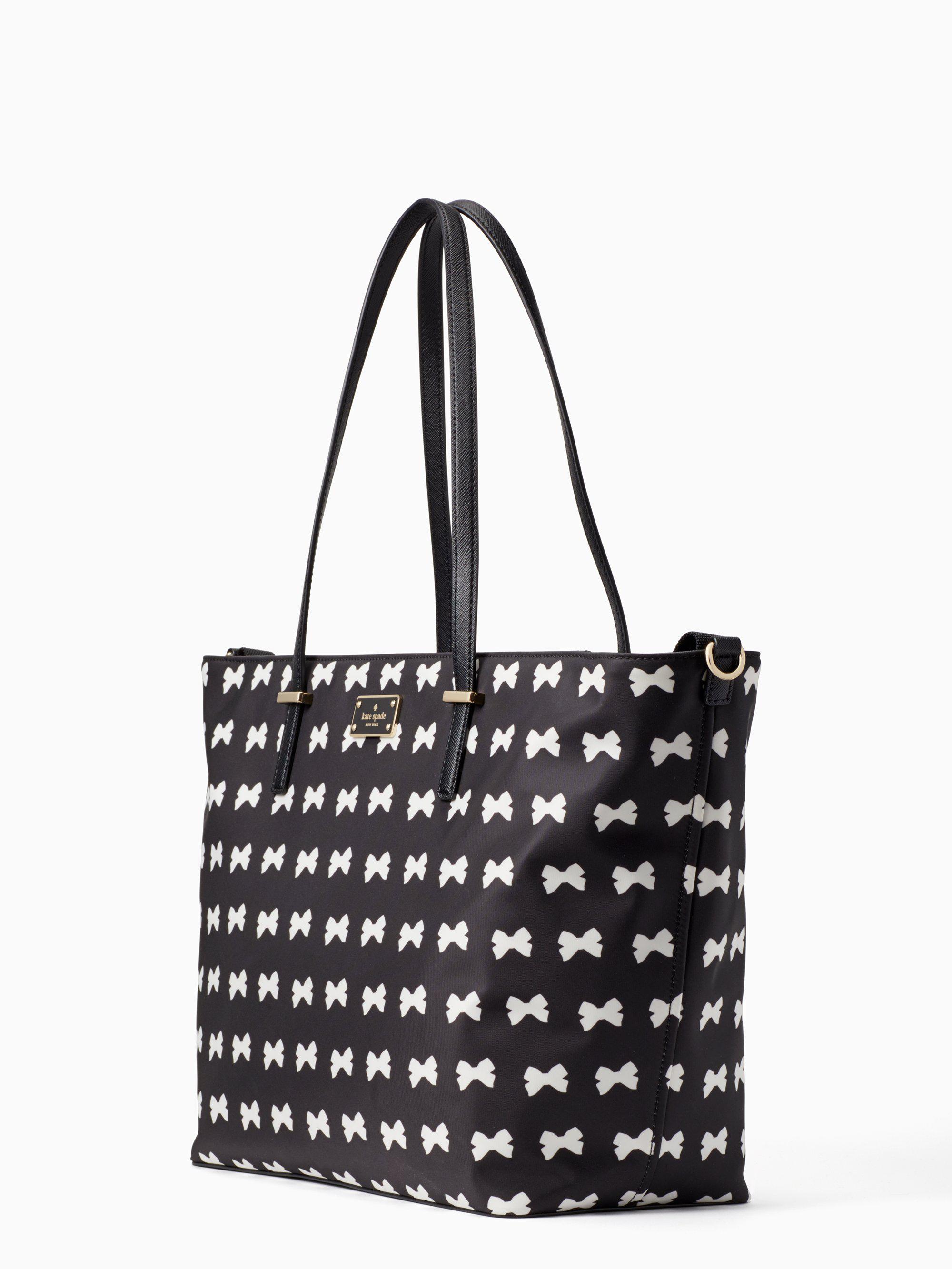 kate spade black bag with white bow