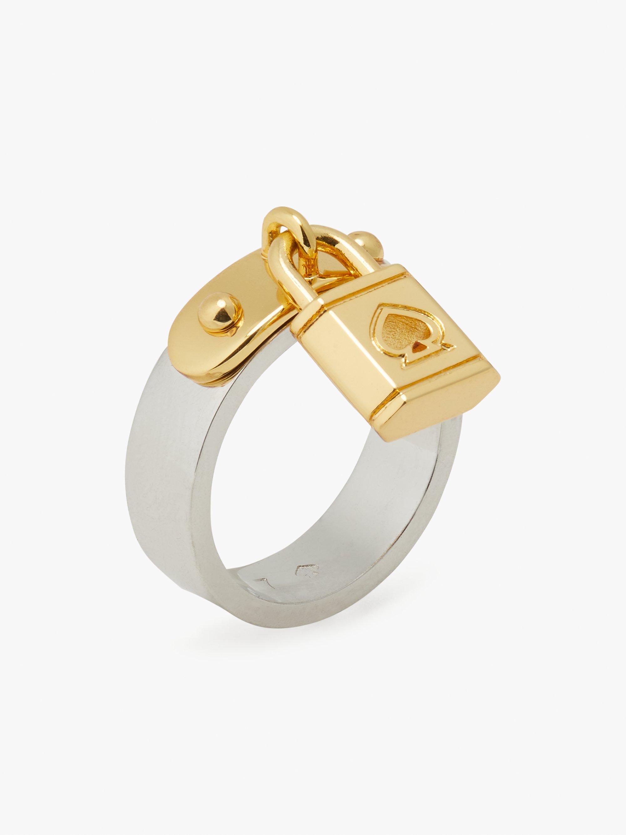 Kate Spade Lock And Spade Ring in Silver Gold (Metallic) | Lyst