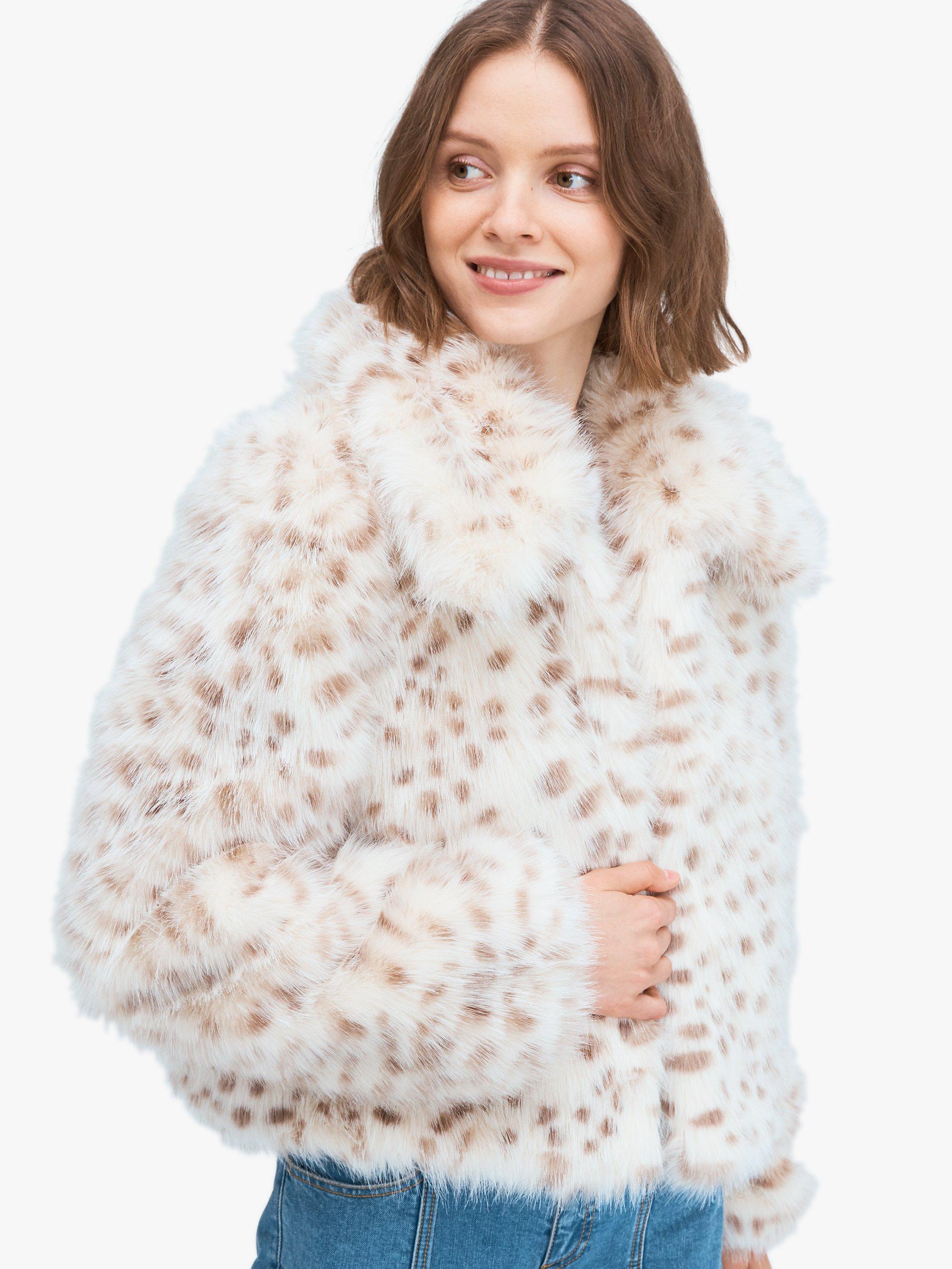 Kate Spade Spotted Faux Fur Jacket - Lyst